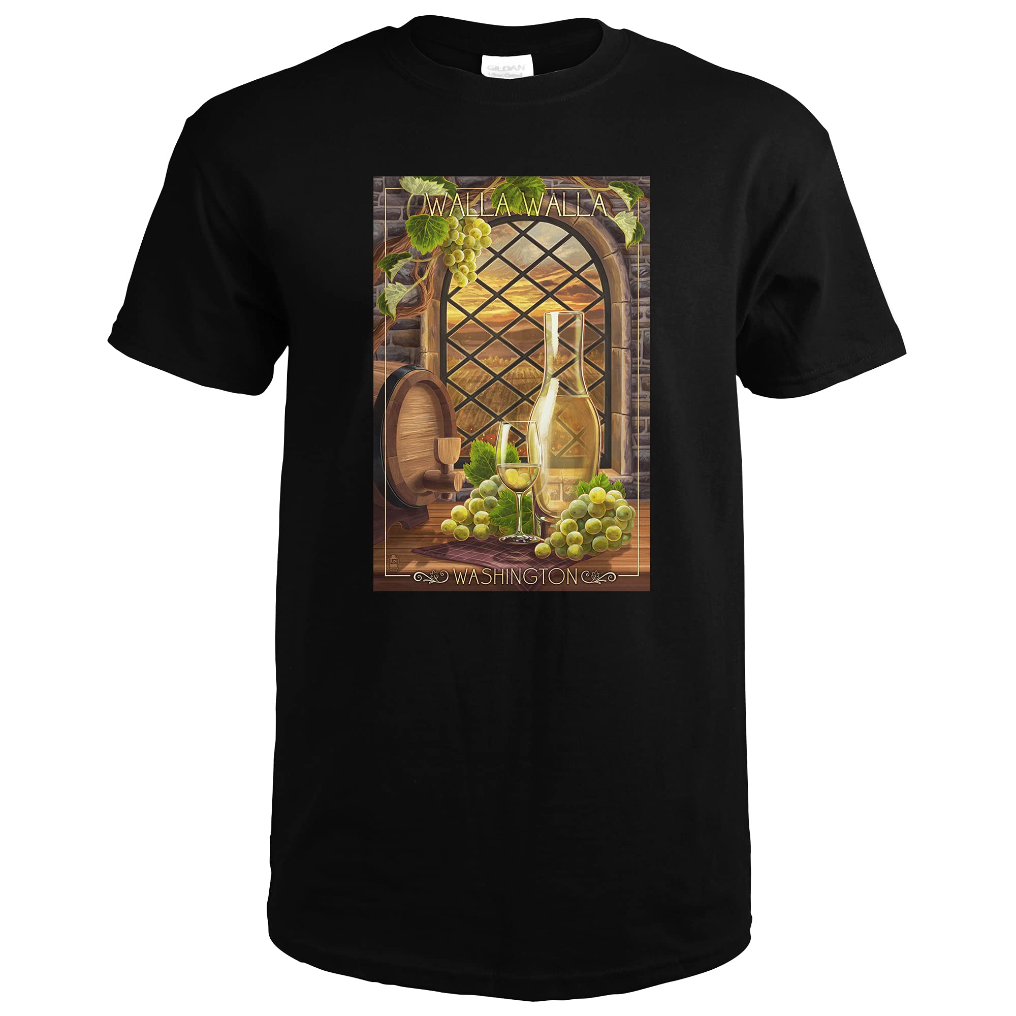 Lantern Press Walla Walla Washington Chardonnay 55564 Black T-Shirt Small - Vintage Wine Lover's Graphic Tee for Casual Wear & Gifts