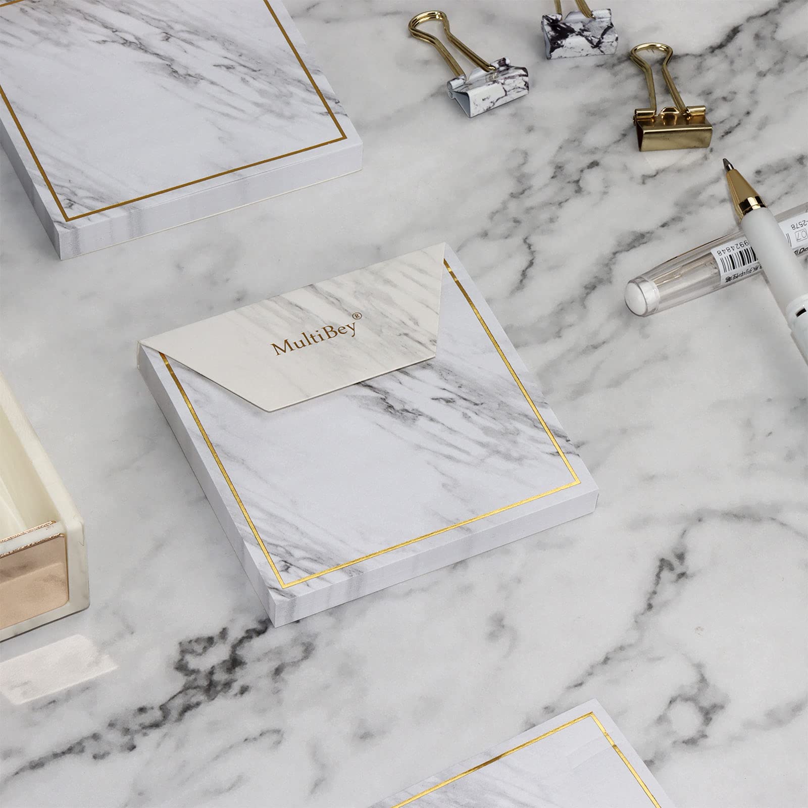 Premium Marble Gold Edge Sticky Notes - 3.4