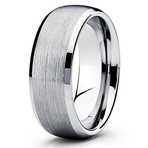 8mm Silver Tungsten Carbide Wedding Band for Men & Women - Durable Scratch-Resistant Ring for Engagement, Anniversary & Everyday Wear