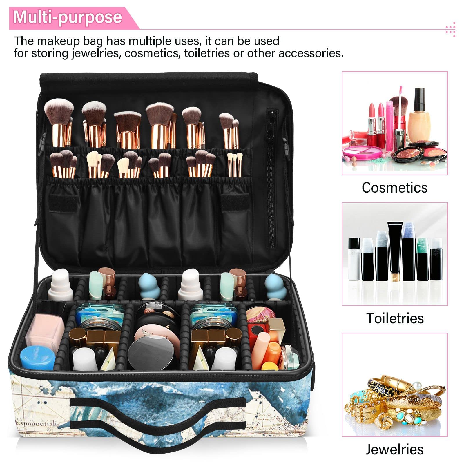 Modern Cow Texture Cosmetic Bag - Travel Organizer for Women & Girls, Perfect for Brushes & Toiletry Gifts