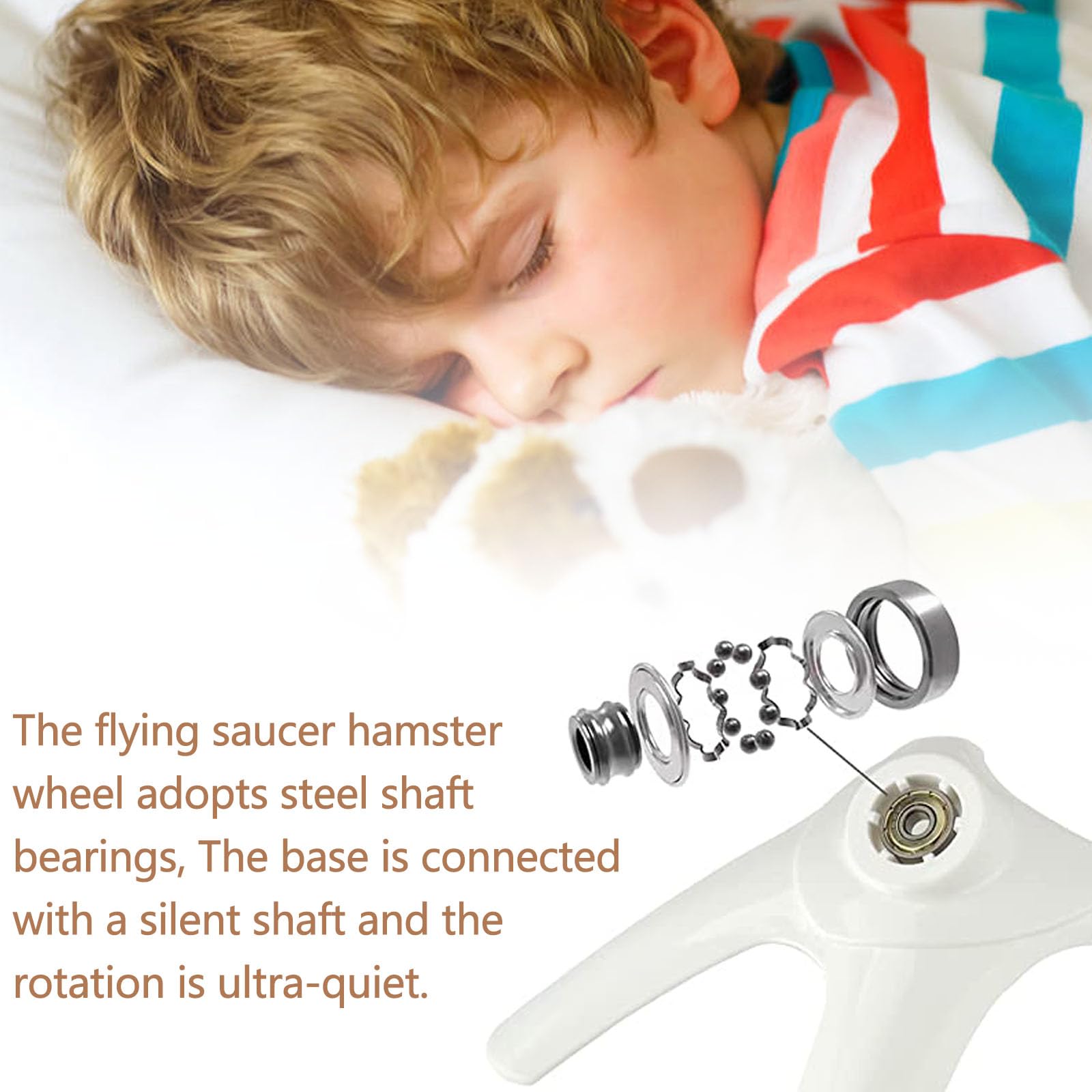 Super-Silent Flying Saucer Hamster Wheel - Non-Slip Plastic Exercise Wheel for Small Pets like Hamsters, Mice & Gerbils - Ultra Quiet & Stable Design - Perfect for Nighttime Play in Cages (White)
