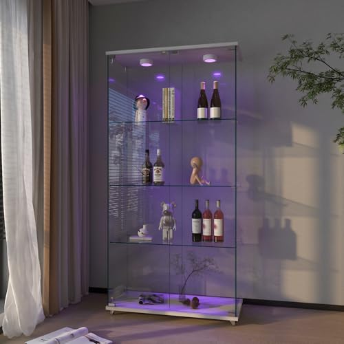 White 2 Doors 4 Shelves With Light-3