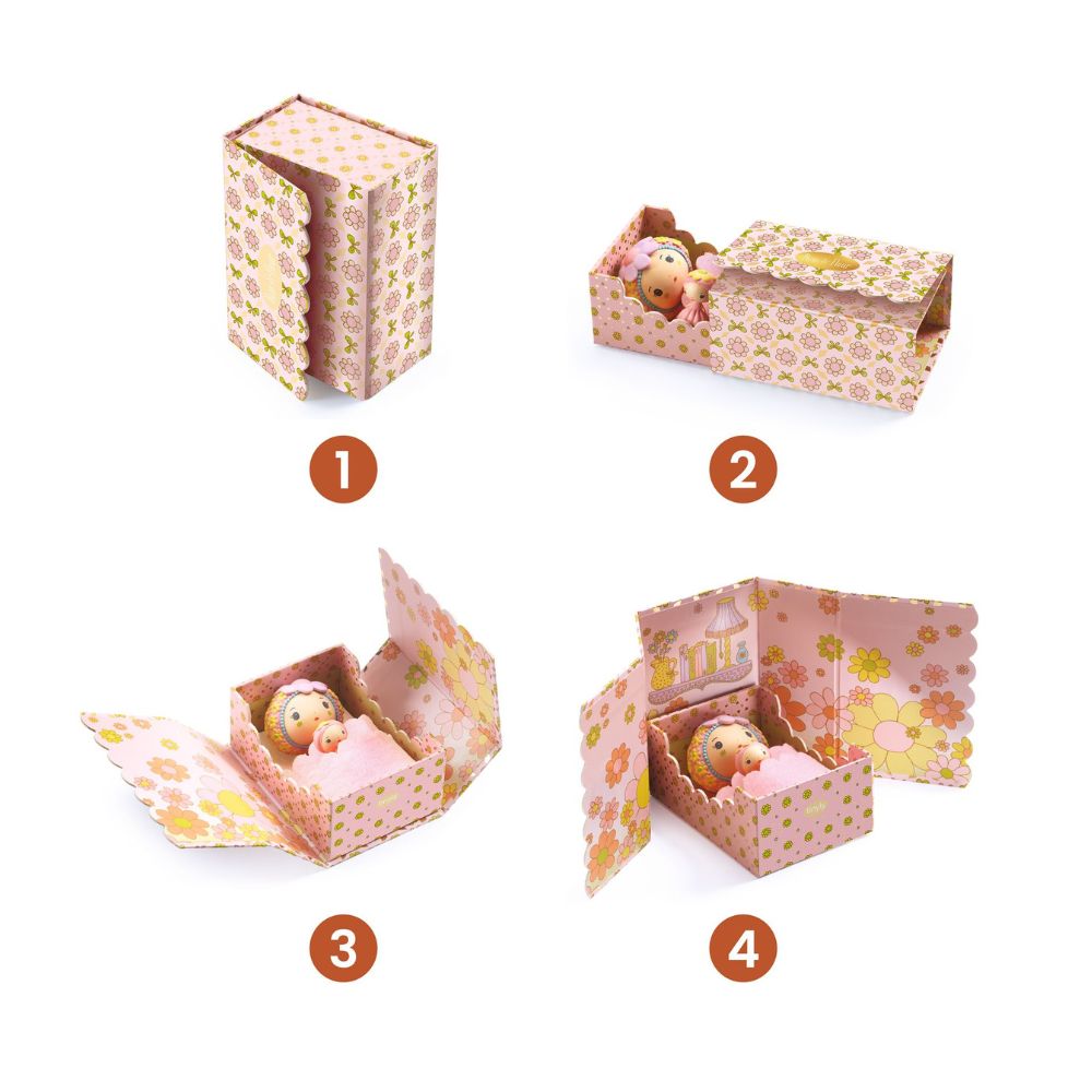 Djeco Tinyly Rose Tiny Room - Miniature Dollhouse Decor for Kids | Perfect for Pretend Play, Room Display & Collectibles