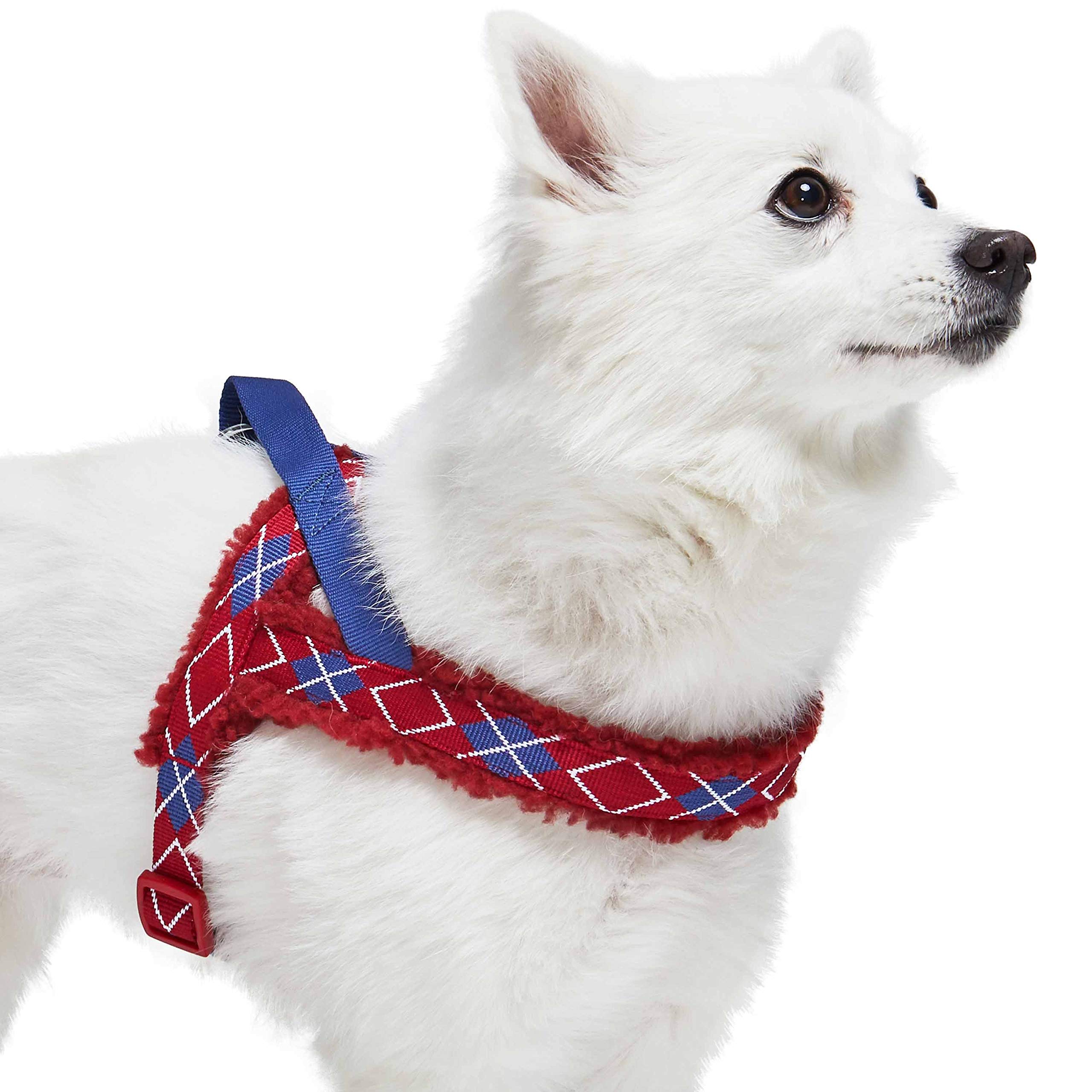 Premium Blueberry Pet Scottish Argyle Fleece Padded Dog Harness - Adjustable Soft Comfort Vest for Small Dogs (16.5