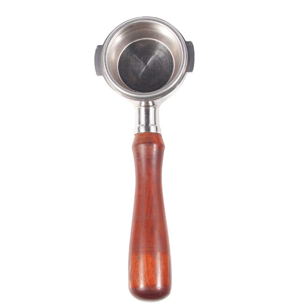 Premium Stainless Steel Double Ear Coffee Portafilter - 58mm Bottomless Filter for E61 Espresso Machines - Universal Wooden Handle Espresso Tool - Perfect for Home Baristas & Coffee Shops