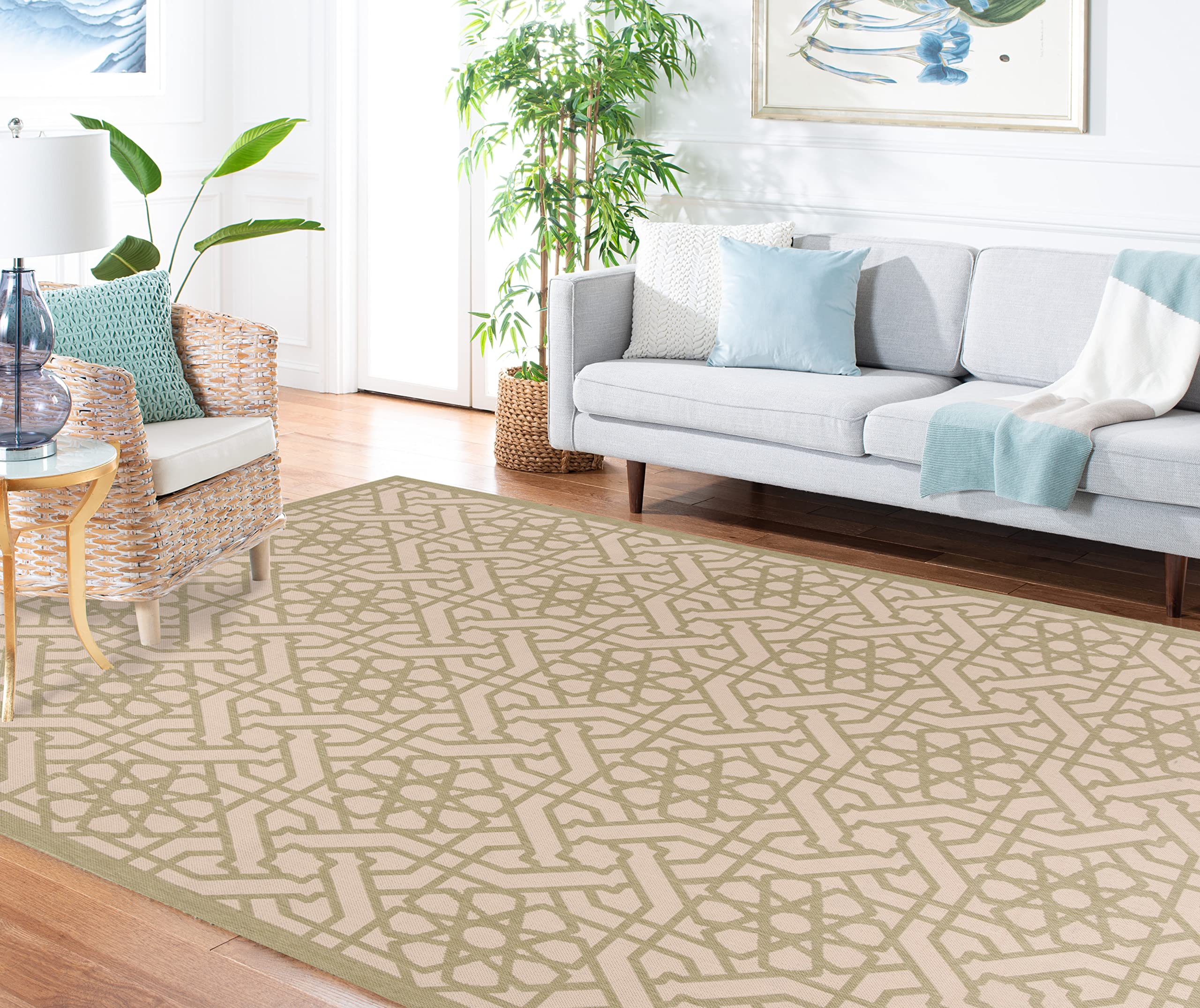 MARTHA STEWART x SAFAVIEH Lily Pad MSR4245 Indoor/Outdoor Rug 5'3