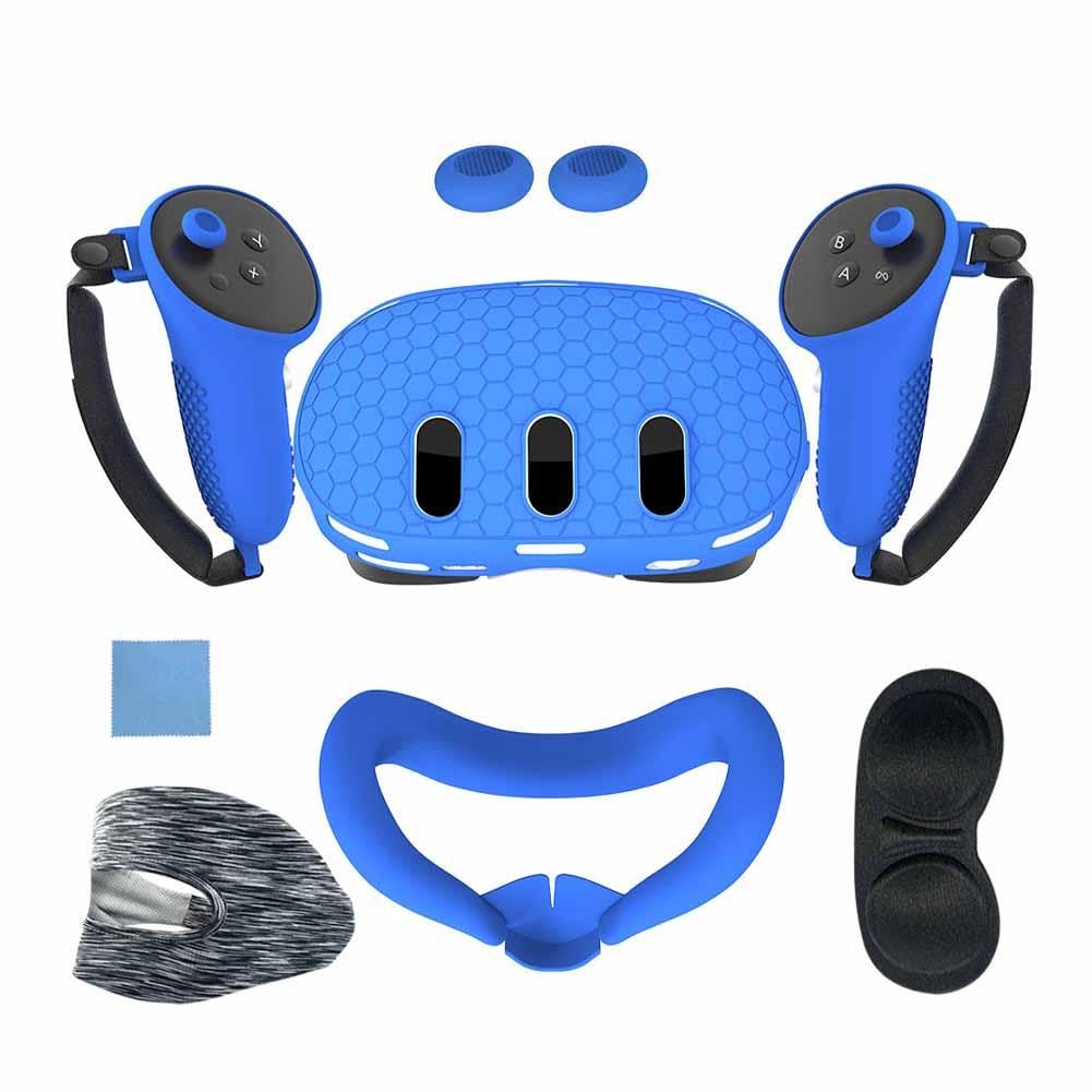 7-in-1 VR Accessories Kit for Meta Quest 3 - Protective Cover, Lens Protector, Controller Grips & Face Cushion - Enhance Gaming Comfort & Safety for Virtual Reality Adventures