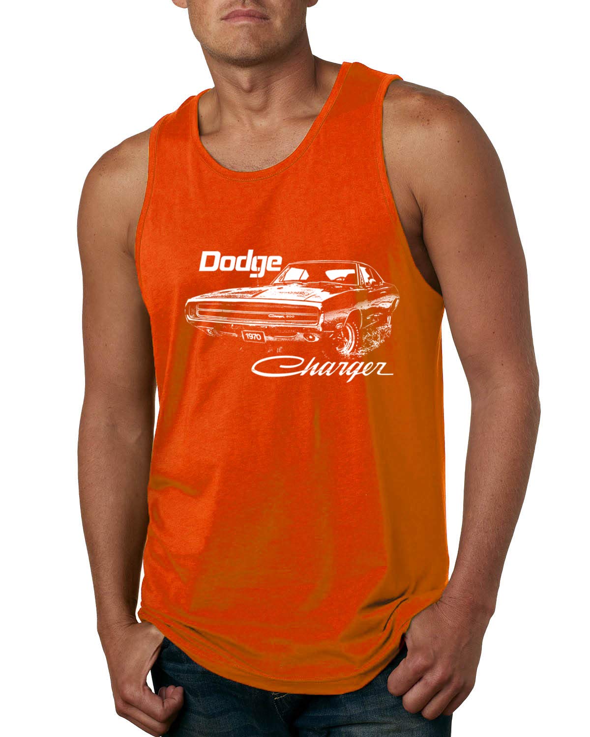 Vintage 1970 Dodge Charger Racing Graphic Tank Top for Men - Retro Muscle Car T-Shirt for Casual Wear, Car Shows & Racing Events
