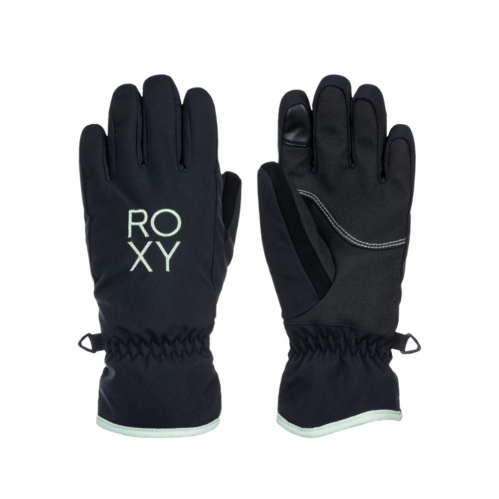 Roxy Freshfield Girls Ski Gloves for Kids Ages 8-16 - Waterproof & Warm Winter Gloves for Snowboarding & Skiing - Black - Perfect for Cold Weather Sports & Outdoor Activities