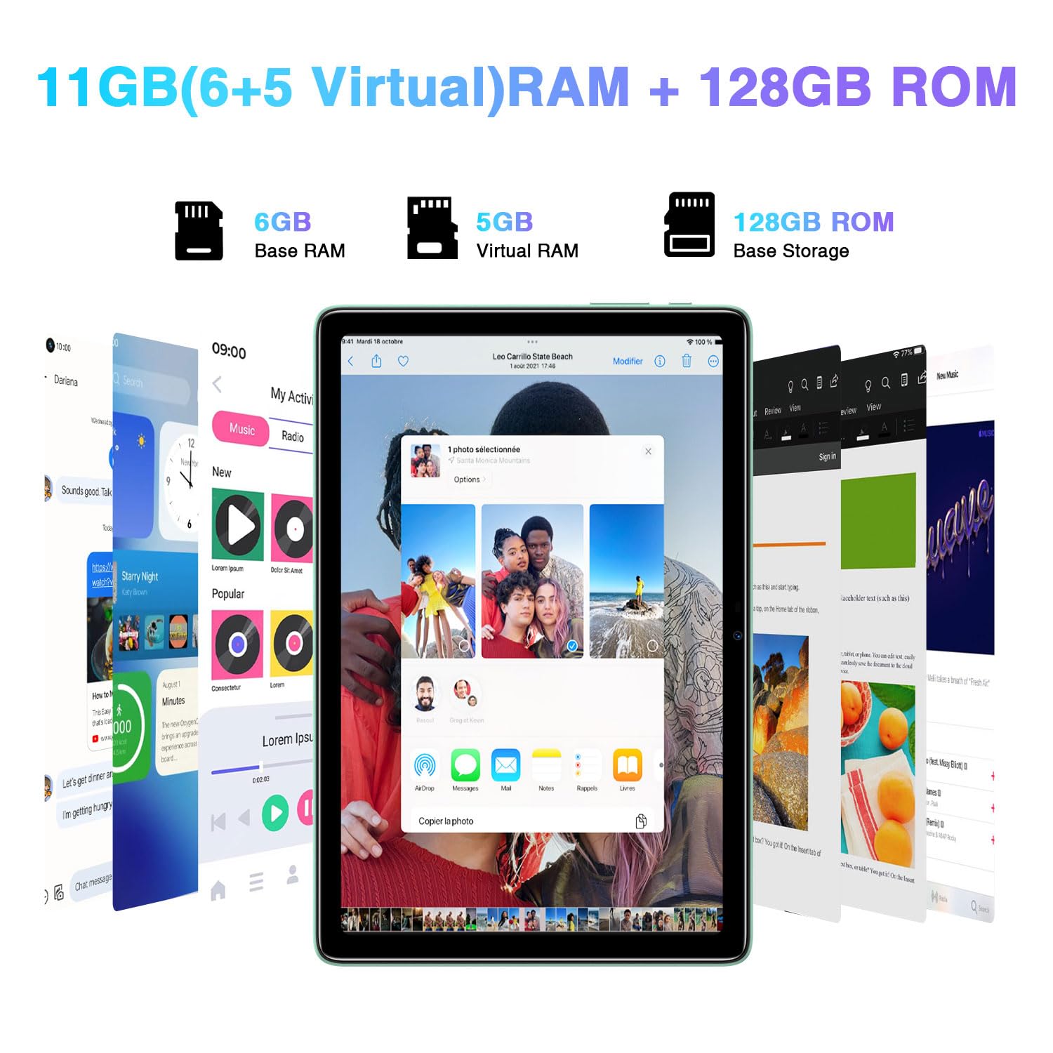 DOOGEE T10S 10 Inch Android Tablet - 11GB RAM (6+5GB) & 128GB ROM, Expandable to 1TB - Octa-Core Processor, 6600mAh Battery, 8MP Camera - Dual 4G LTE, 5G WiFi, Ultra-Thin 8.4mm Design - Perfect for Work, Entertainment & Travel