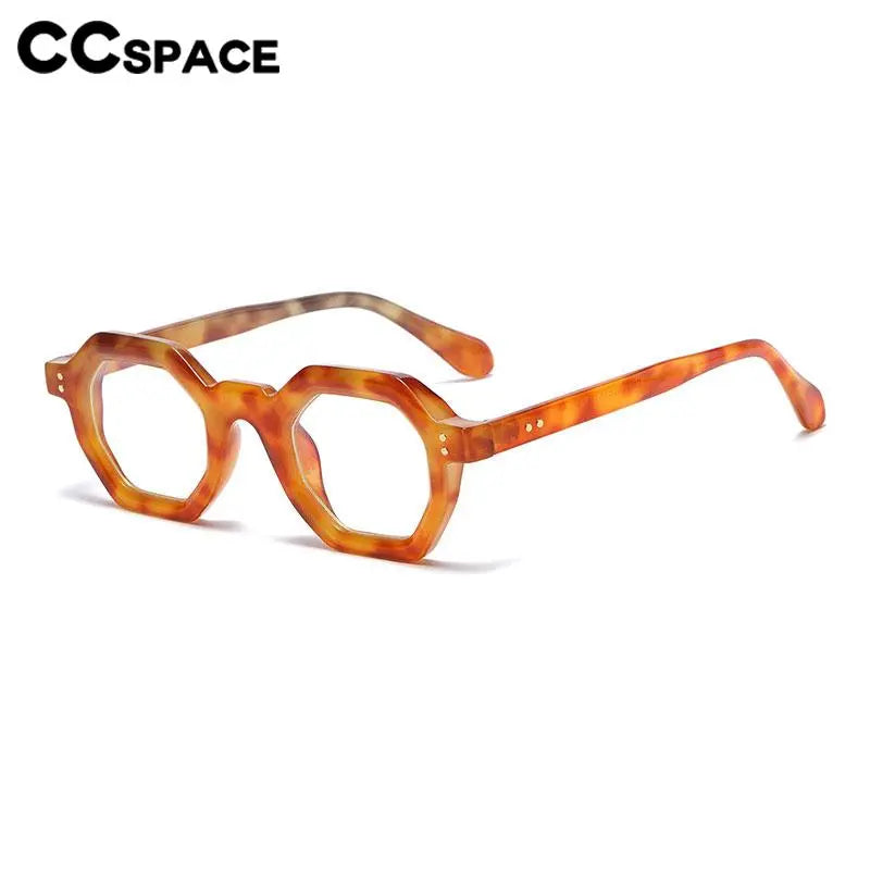 CCspace Unisex Full Rim Polygon Plastic Eyeglasses 56891 - Trendy Geometric Frame for Men & Women - Perfect for Work, Reading & Fashion Accessories