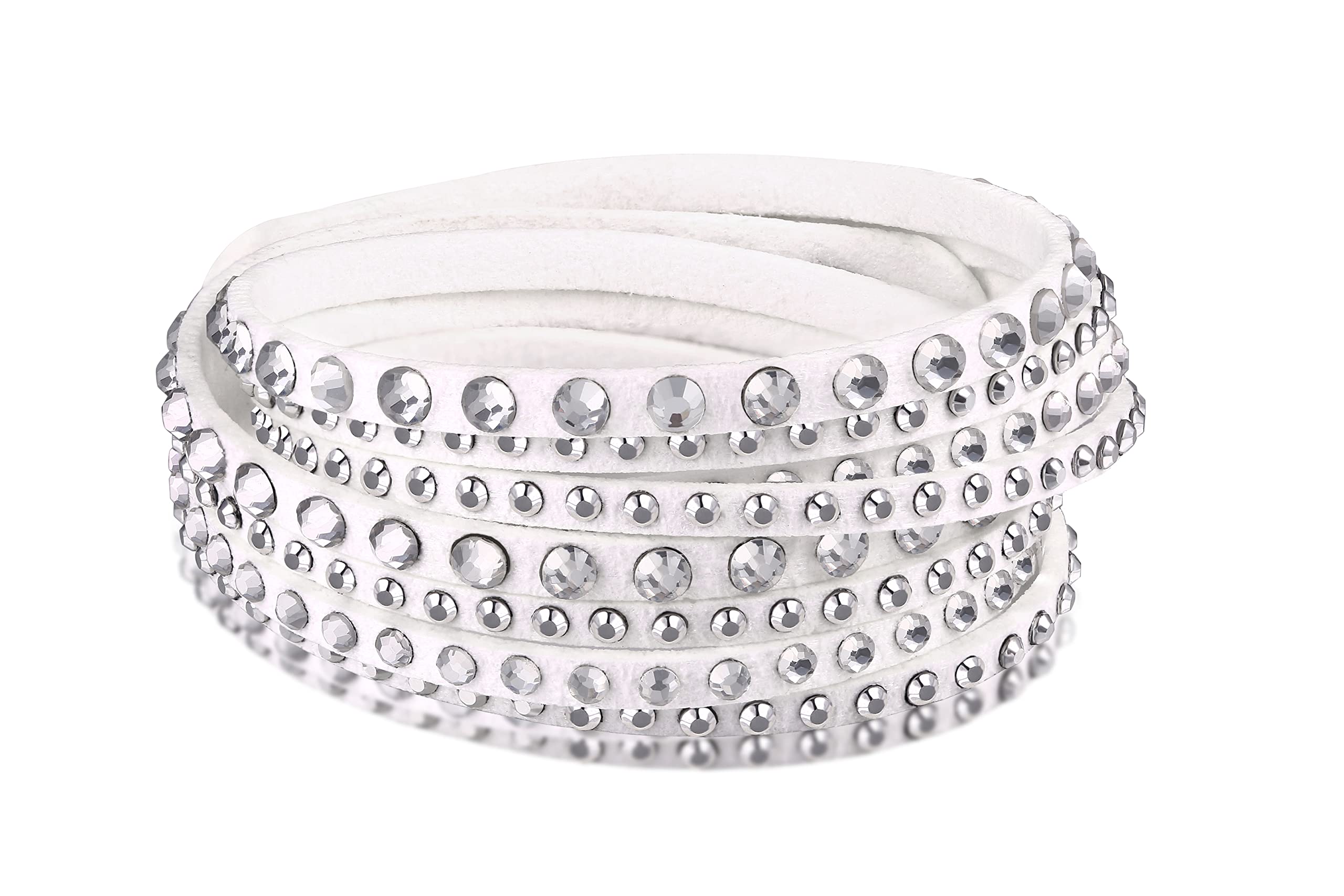 Barzel Leather Crystal Wrap Bracelet - Elegant & Stylish for Parties & Gifts