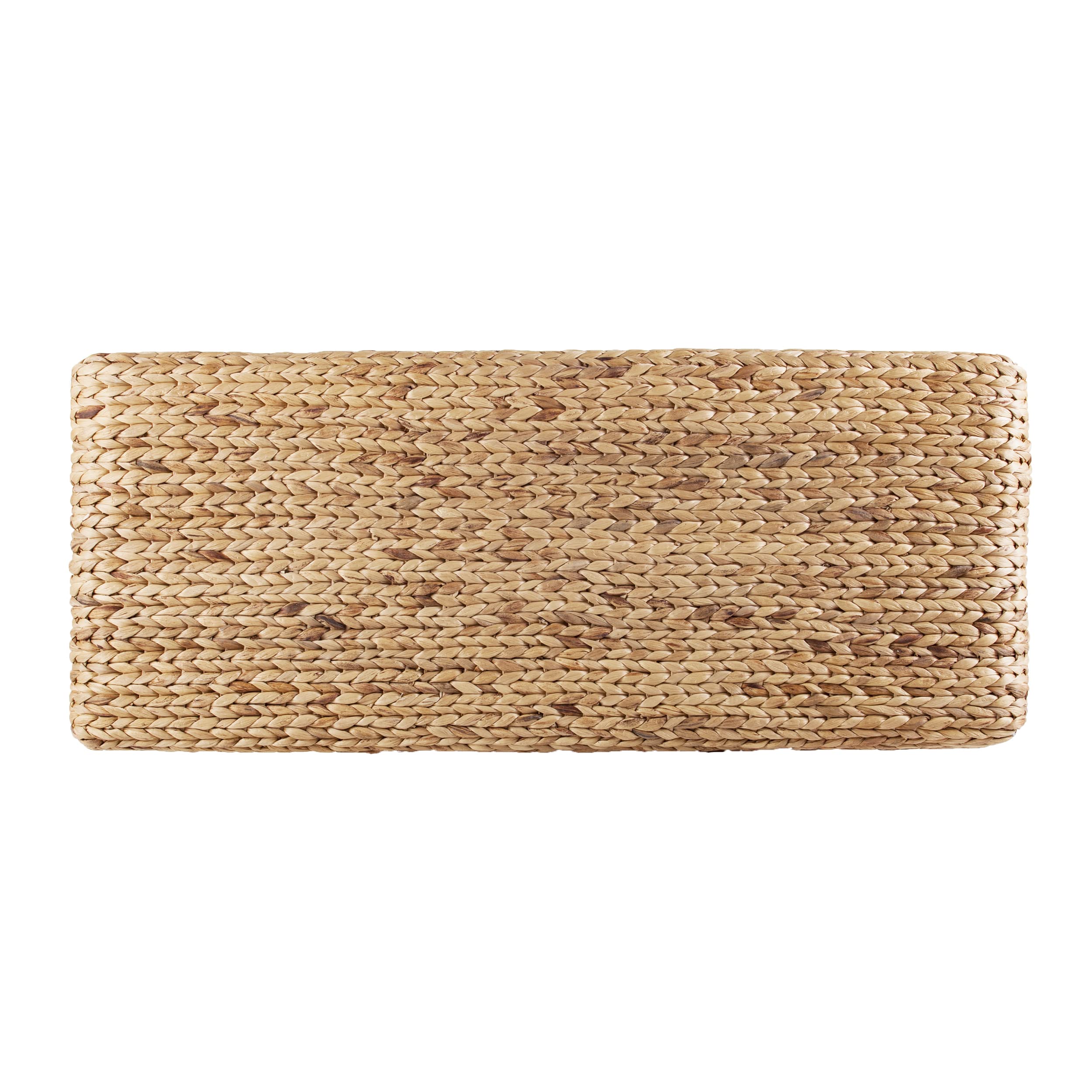 SEI Furniture Woven Coffee Table Bench - White Rattan Ottoman with Storage | Modern Living Room Accent Piece for Small Spaces, Bedroom or Entryway
