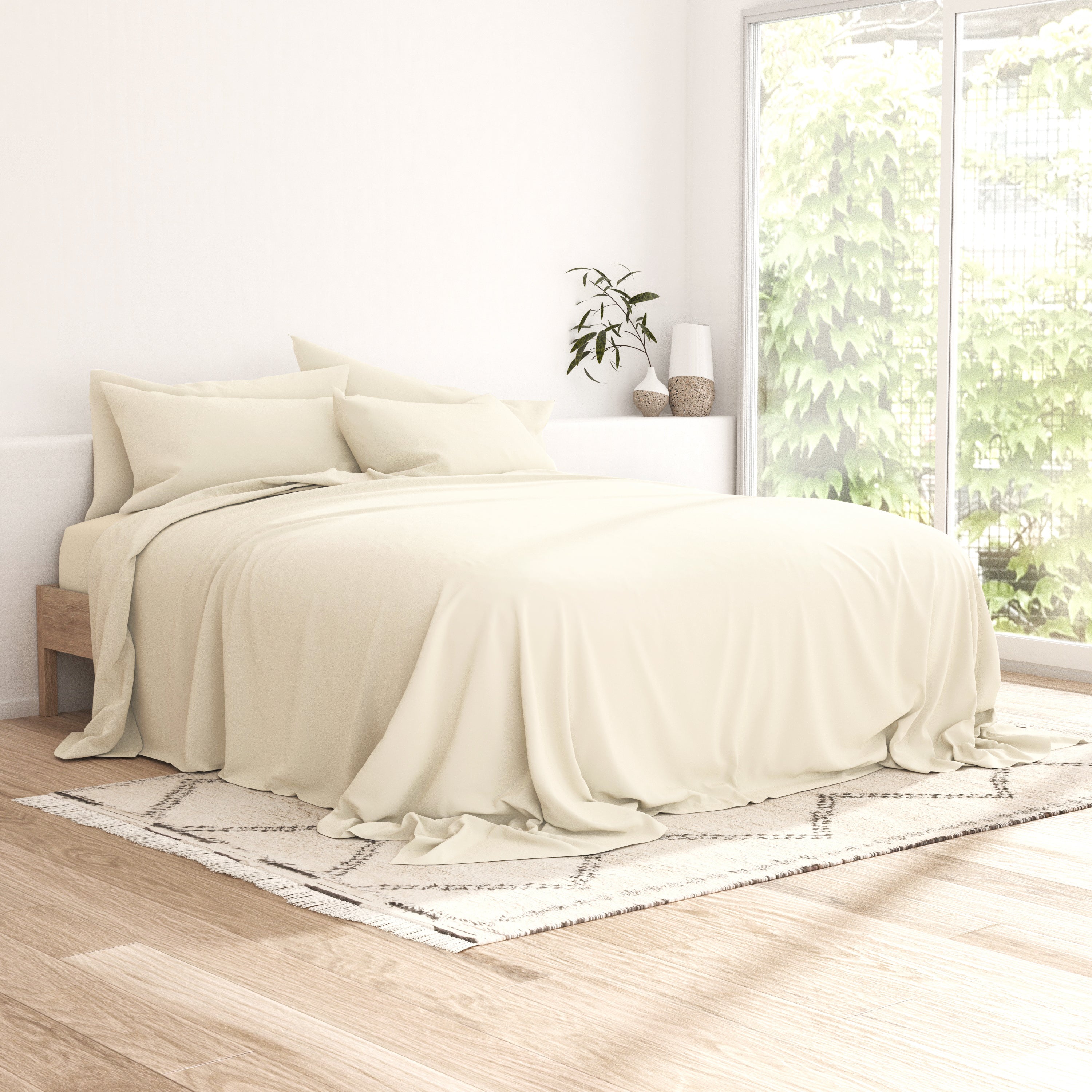 6-Piece Luxury Cotton Bed Sheet Set - Soft & Breathable for Ultimate Comfort - Perfect for Master Bedroom, Guest Room, or Dormitory Use