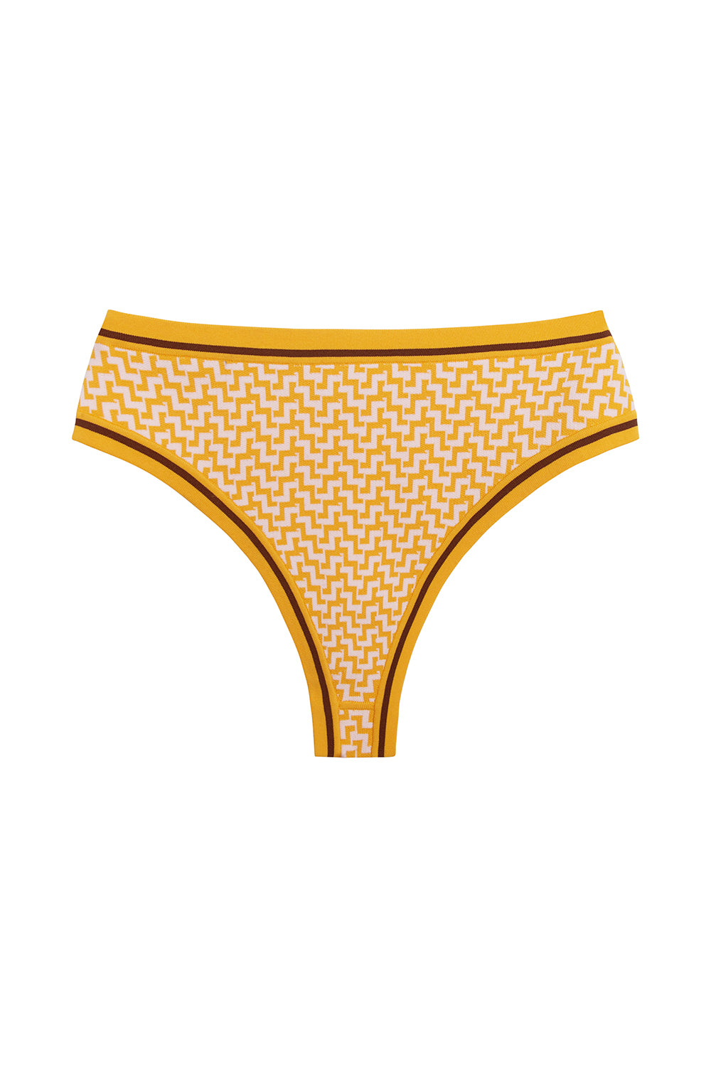 La Plage Bottom in Pink/Yellow Jacquard - Stylish Swimwear for Women - Perfect for Beach Vacations, Pool Parties & Summer Getaways