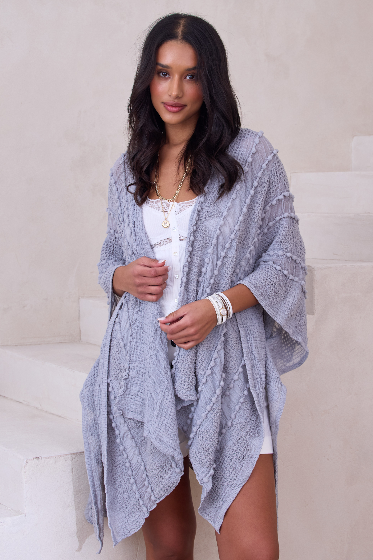 Bohemian Textured Kimono - Lightweight Floral Print Cover Up for Women | Perfect for Beach, Festival & Summer Outfits