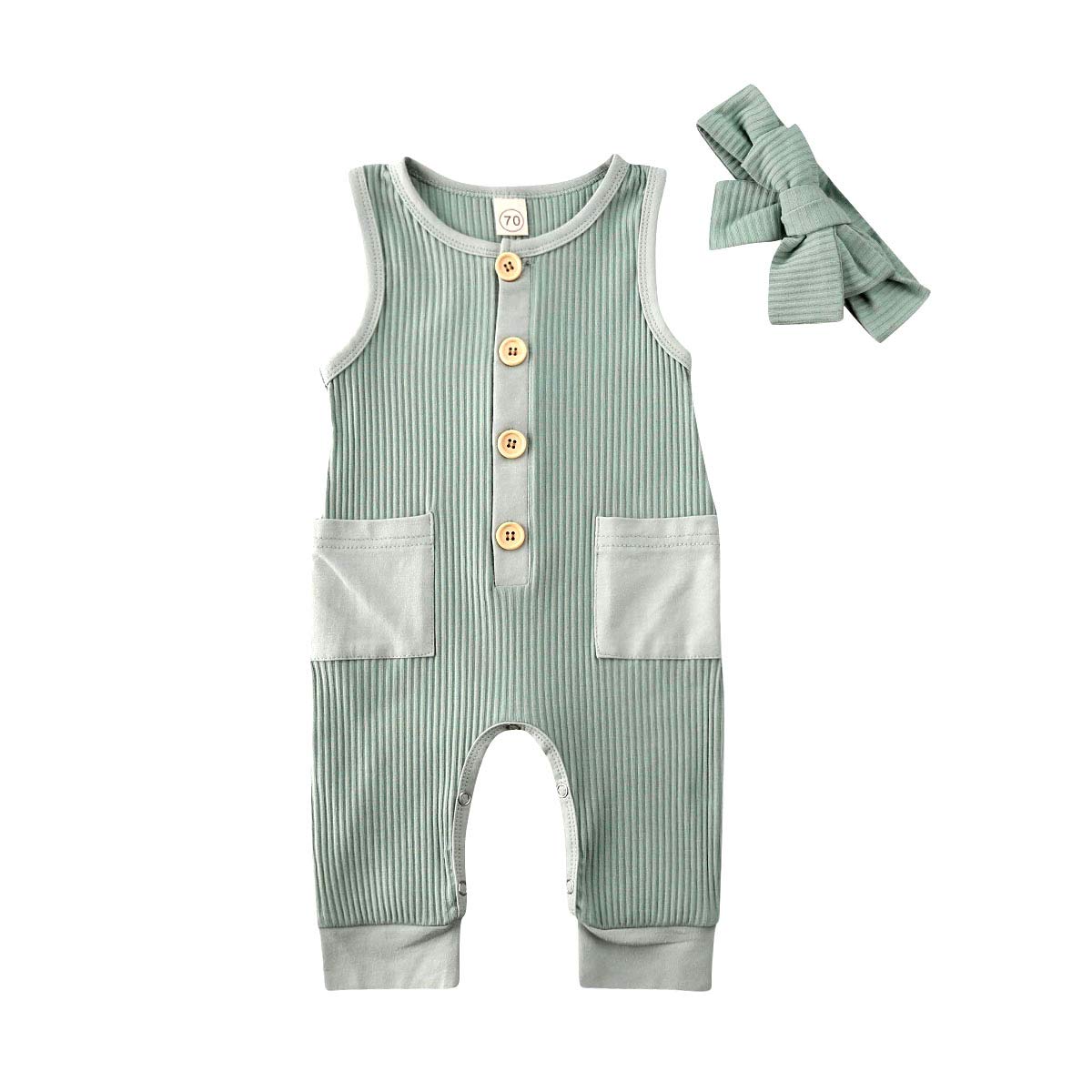 Gouldenhui Baby Romper - Sleeveless Cotton One-Piece Outfit for Boys & Girls with Headband | Soft Infant Clothes for Playtime, Summer & Photo Shoots