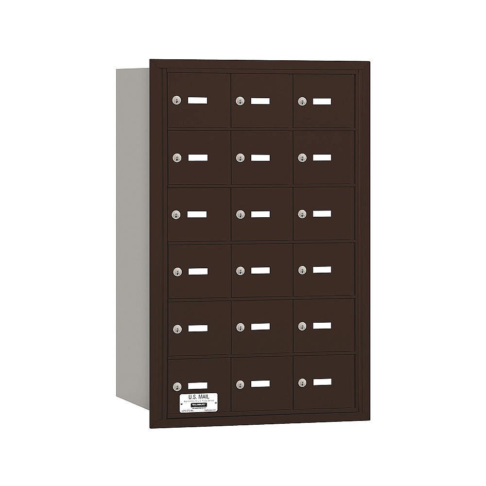 Salsbury Industries 3618ZRP 4B Plus Horizontal Mailbox - 18A Doors, Rear Loading, Private Access, Bronze Mailbox for Residential & Commercial Use - Perfect for Home, Office, and Apartment Complexes