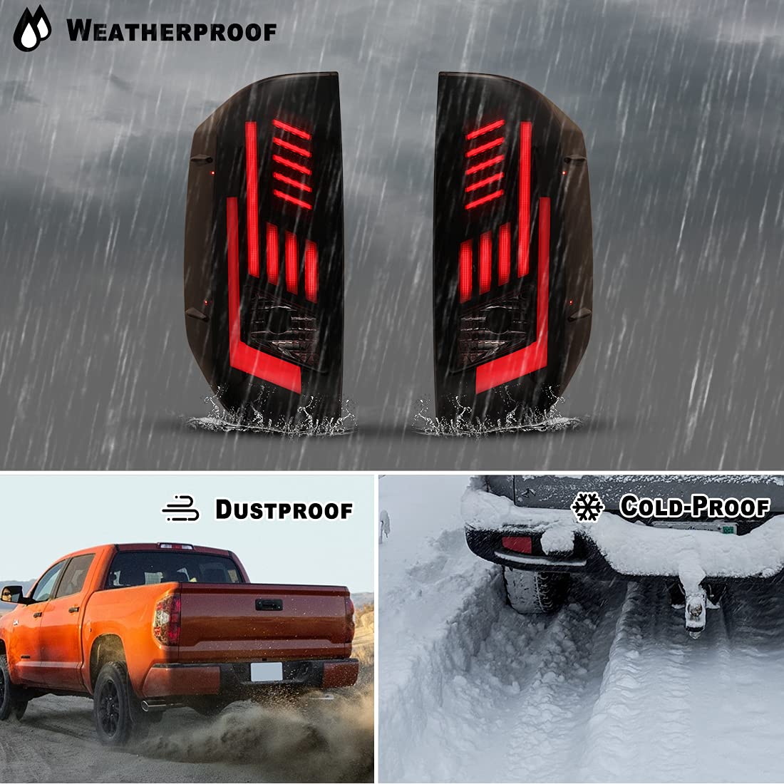 ROXX LED Tail Lights Assembly for 2014-2022 Toyota Tundra - Smoke Sequential Turn Signals, DRL & Brake Lights - Pair for Pickup Truck (Passenger & Driver Side) - Upgrade for Night Driving & Enhanced Safety