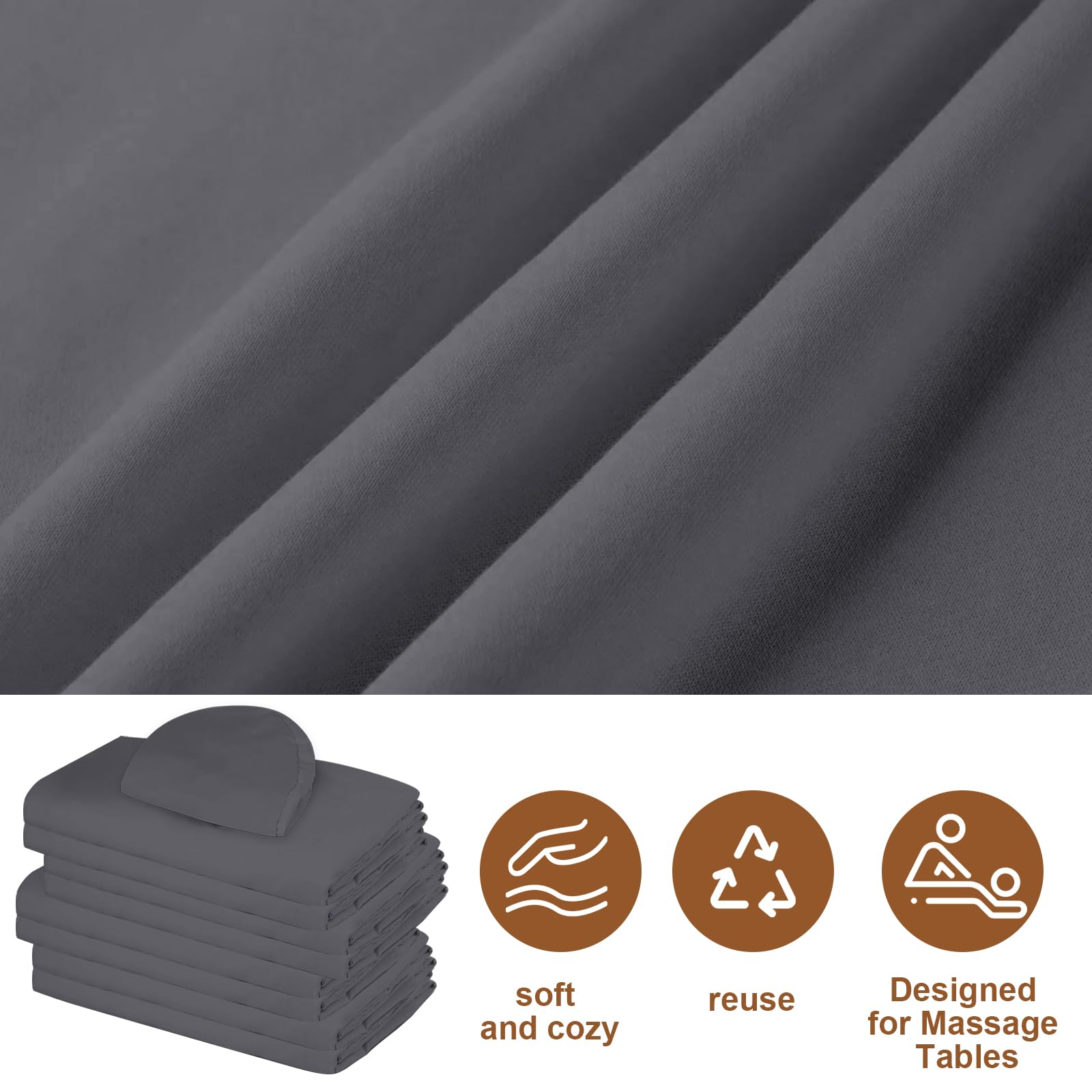Premium 4-Piece Microfiber Massage Table Sheet Set - Includes Table Cover, Fitted Sheet & Face Rest Cover (Grey) - Soft, Durable & Hygienic for Spa, Salon & Professional Massage Therapy