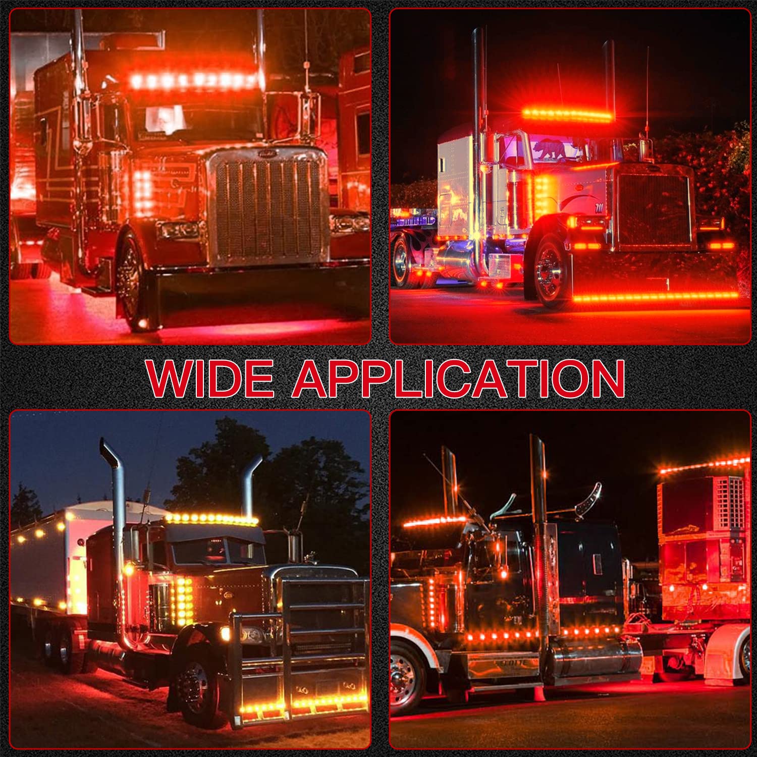 10pcs Red 12-24V 4LED Side Marker Lights - Waterproof Clearance Lamps for Trucks, Trailers, RVs, Campers & Motorcycles - Interior & Exterior Lighting for Safe Night Driving