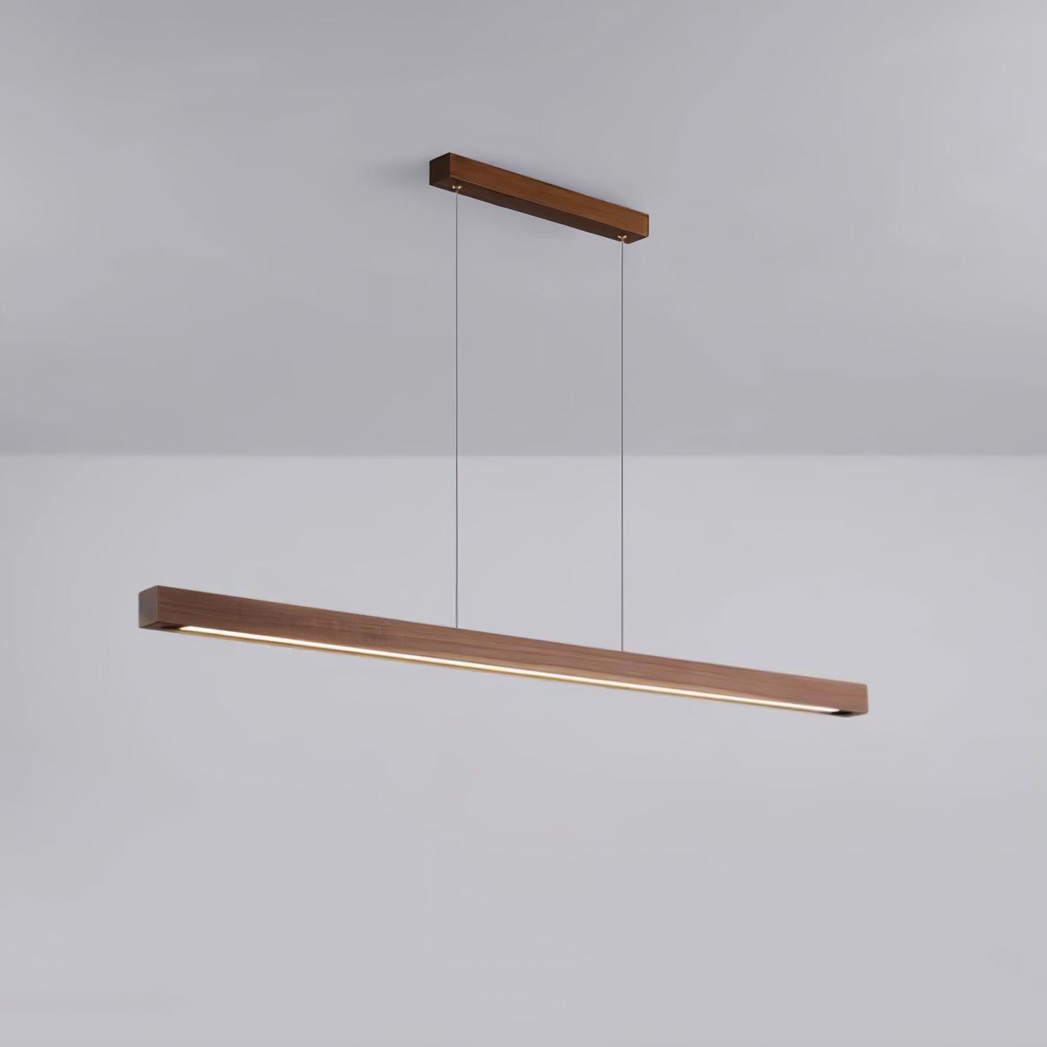 Modern Linear Wooden Pendant Light - Sleek Scandinavian Style Wood Chandelier for Kitchen Island, Dining Room & Living Room Lighting