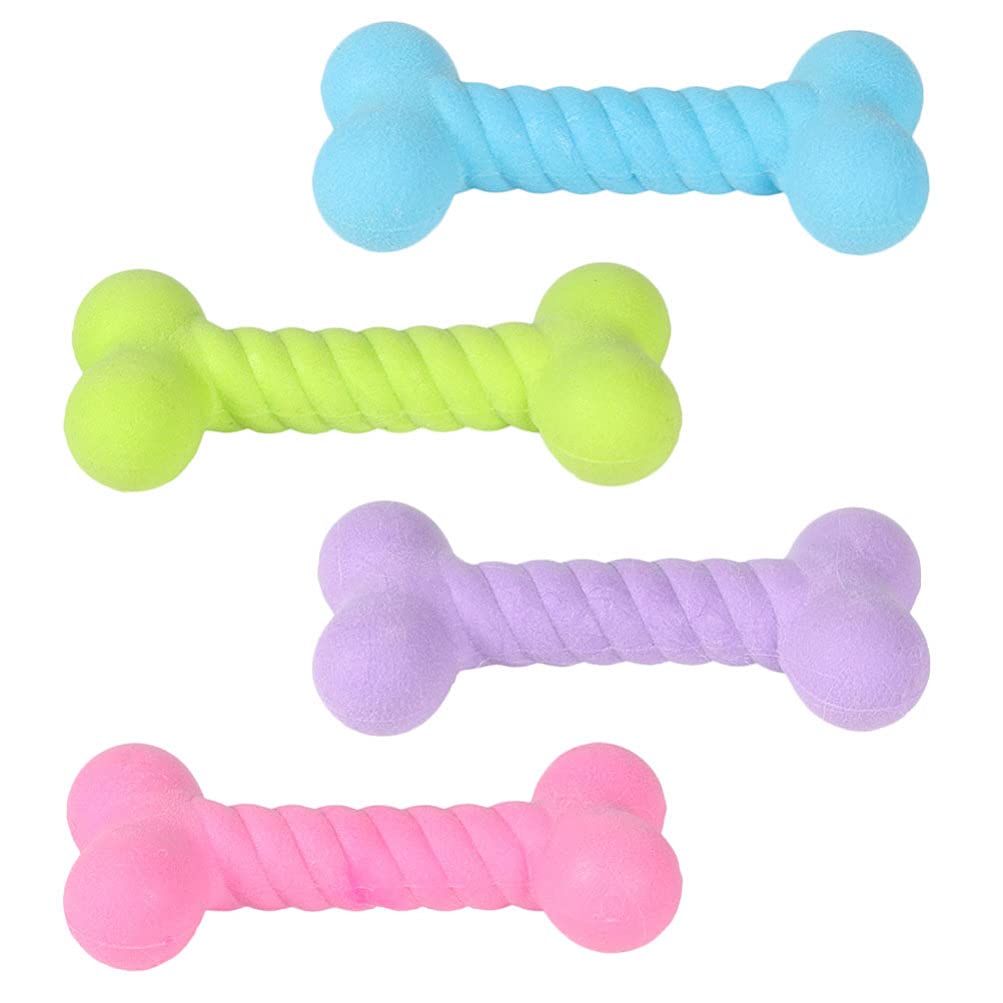 Balacoo 4Pcs Durable Rubber Dog Chew Toys - Puppy Teething Bones for Dental Care, Training & Teeth Grinding - Mixed Color Dog Toys for Small & Large Breeds - Perfect for Puppy Training, Boredom Relief & Dental Health