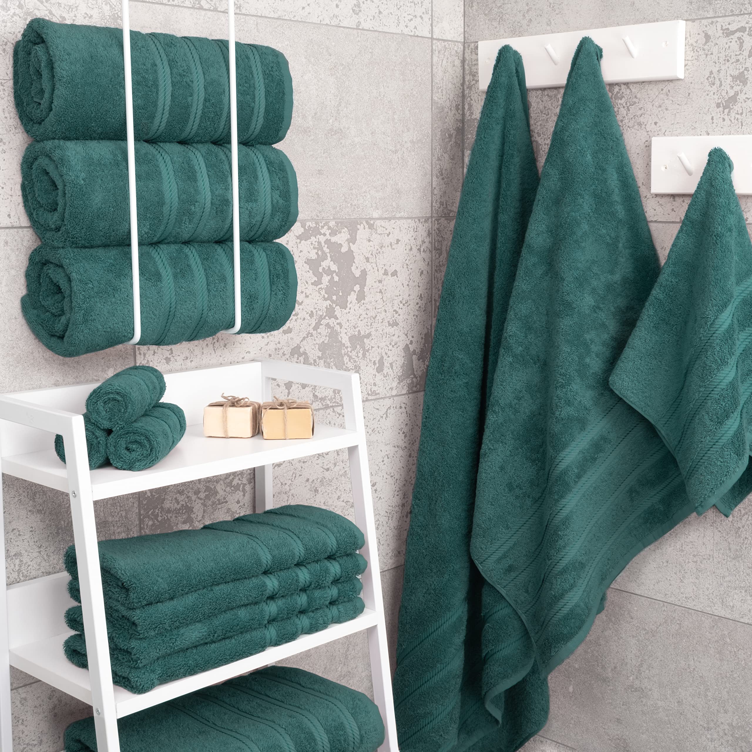 Premium 6-Piece Soft Linen Towel Set with 4 Bath & 4 Hand Towels - Ultra Absorbent Luxury Bathroom Essentials for Spa, Guest Rooms & Beach Trips