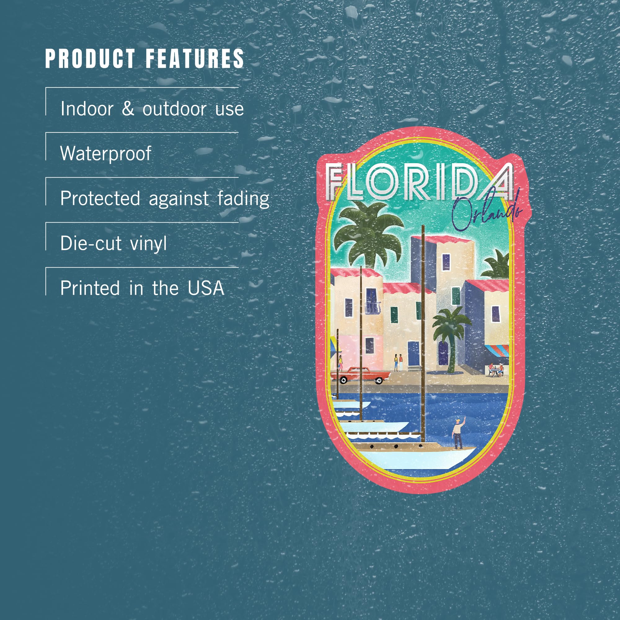 Premium Die Cut Stickers - Orlando Florida Souvenir Vinyl Decals (3-6 Inch Waterproof Stickers for Cars, Water Bottles, Laptops, Coolers) - Perfect for Travel Gifts, DIY Crafts & Personalizing Your Belongings