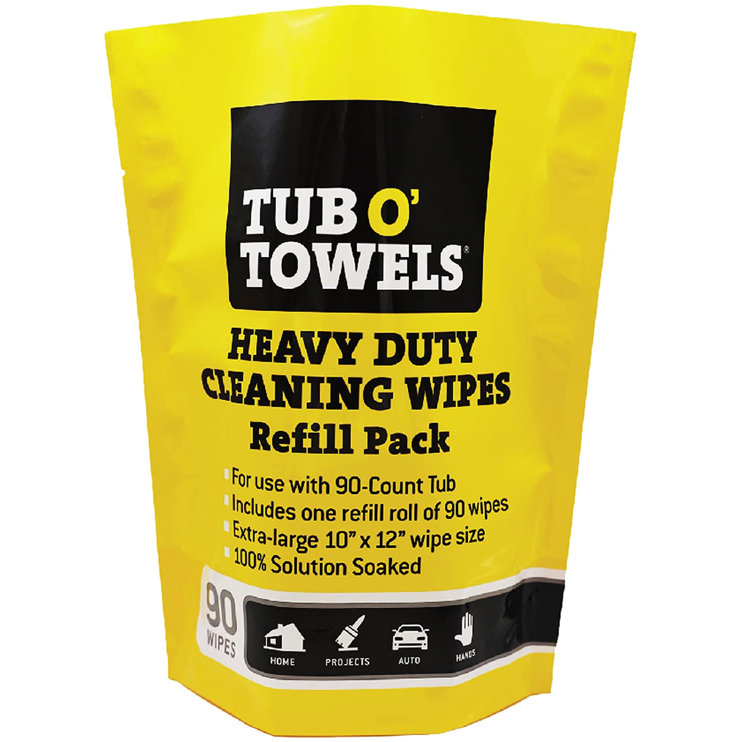 Tub O' Towels Heavy-Duty Cleaning Wipes Refill Pack - 90 Count for 10