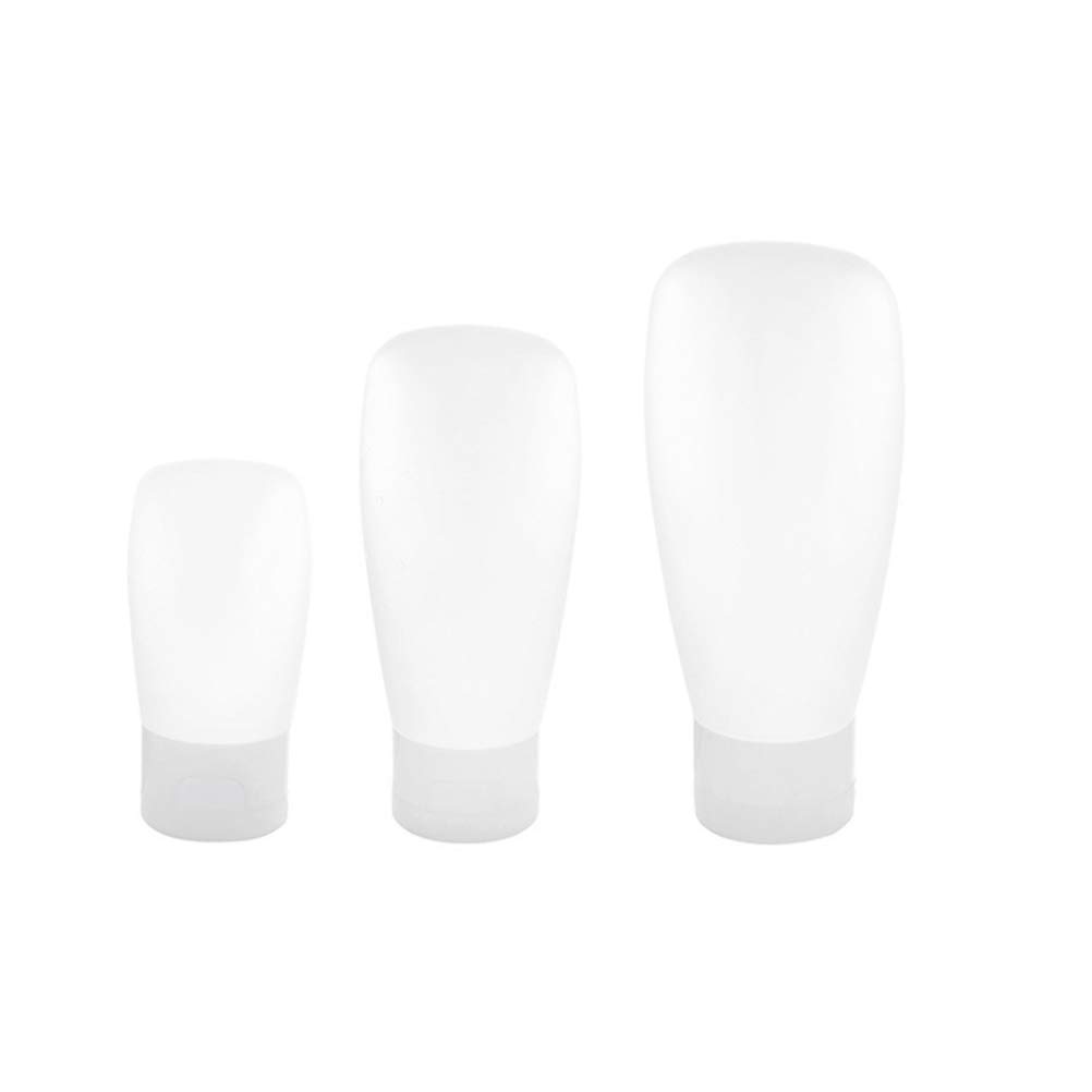 3-Piece Travel Shampoo Bottles Set - Leak-Proof Silicone Soap Containers with Press Cap for Toiletries, Lotion & Shampoo - Perfect for Airplane Carry-On, Gym Bag & Camping Trips