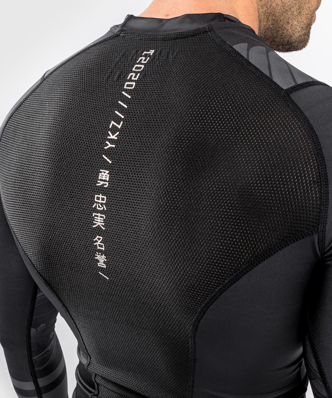 Venum YKZ21 Long Sleeve Rashguard for MMA, BJJ & Training - Black/Black - Moisture Wicking & UV Protection for Combat Sports & Fitness
