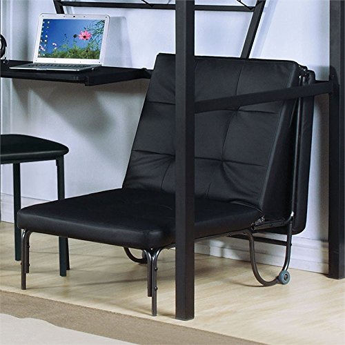 Acme Furniture Senon Futon Chair - Silver & Black Convertible Sleeper Sofa for Small Spaces | Perfect for Apartments, Dorms & Guest Rooms