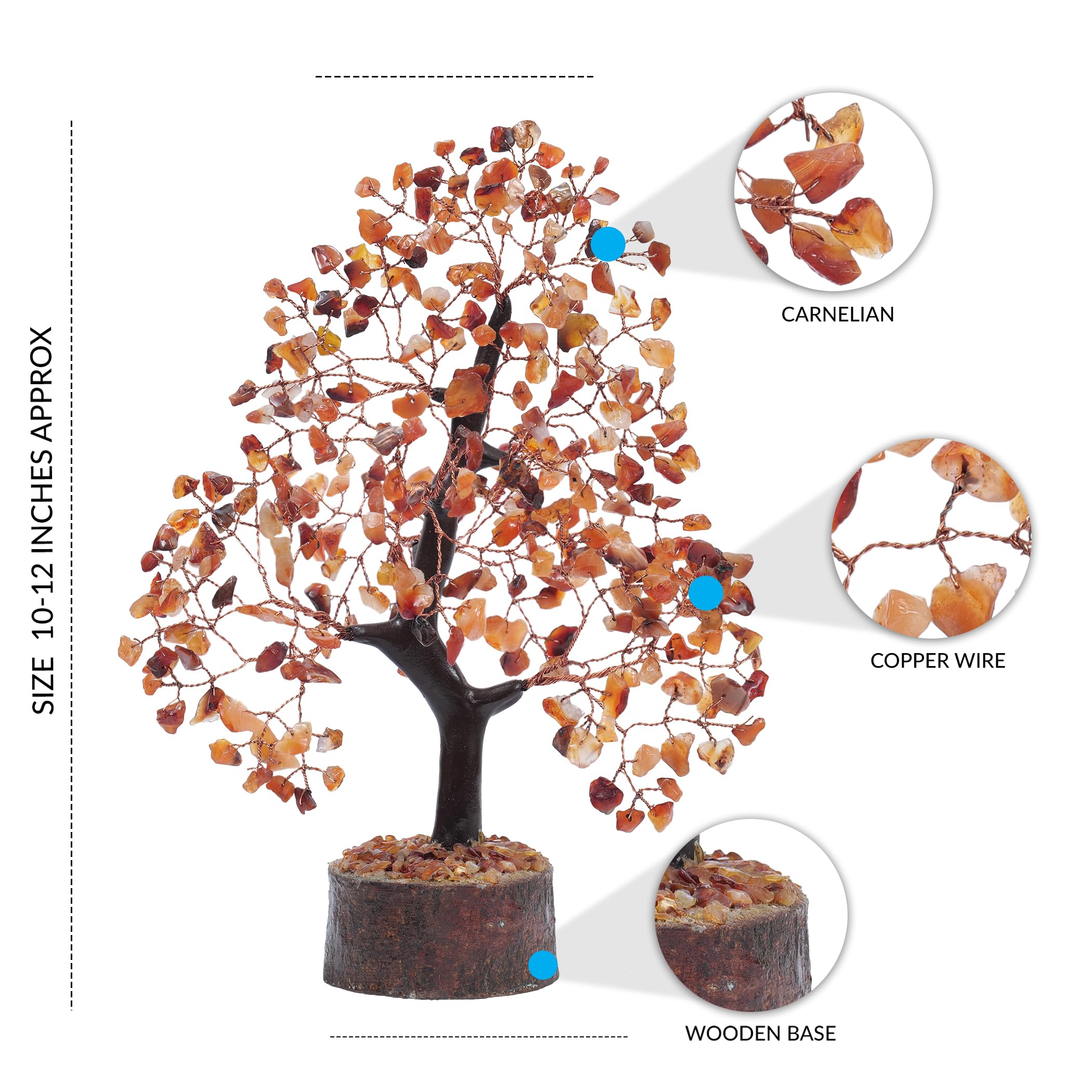 PYOR Carnelian Crystal Tree - Spiritual Home Decor for Wealth & Good Luck | Healing Stones & Crystals for Meditation, Feng Shui & Positive Energy | Perfect for Yoga Rooms, Office Desks & Gift Giving