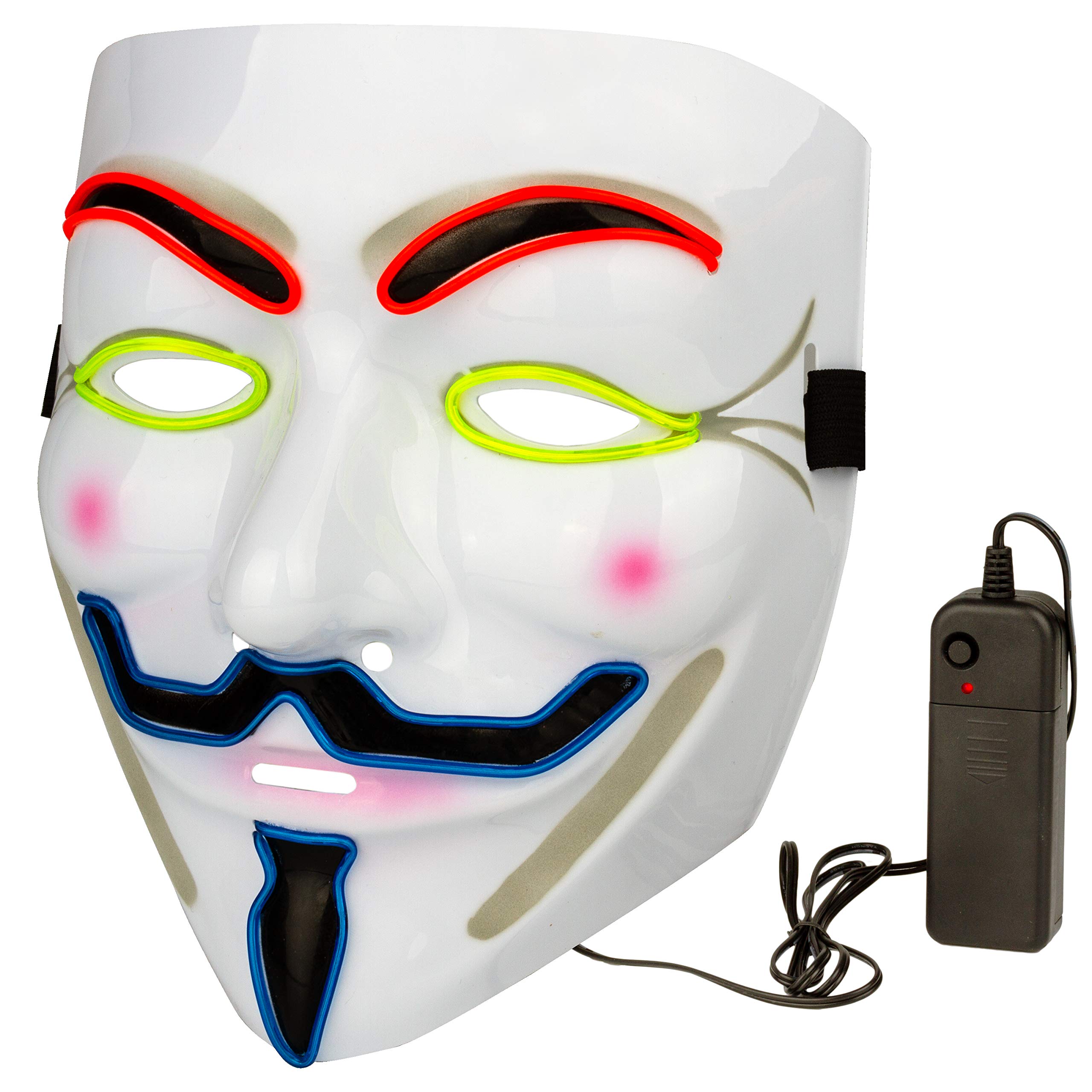 V for Vendetta Mask - Anonymous Guy Fawkes Halloween Costume Mask for Cosplay, Protests & Hacker Themed Parties - Black Latex Full Face Cover