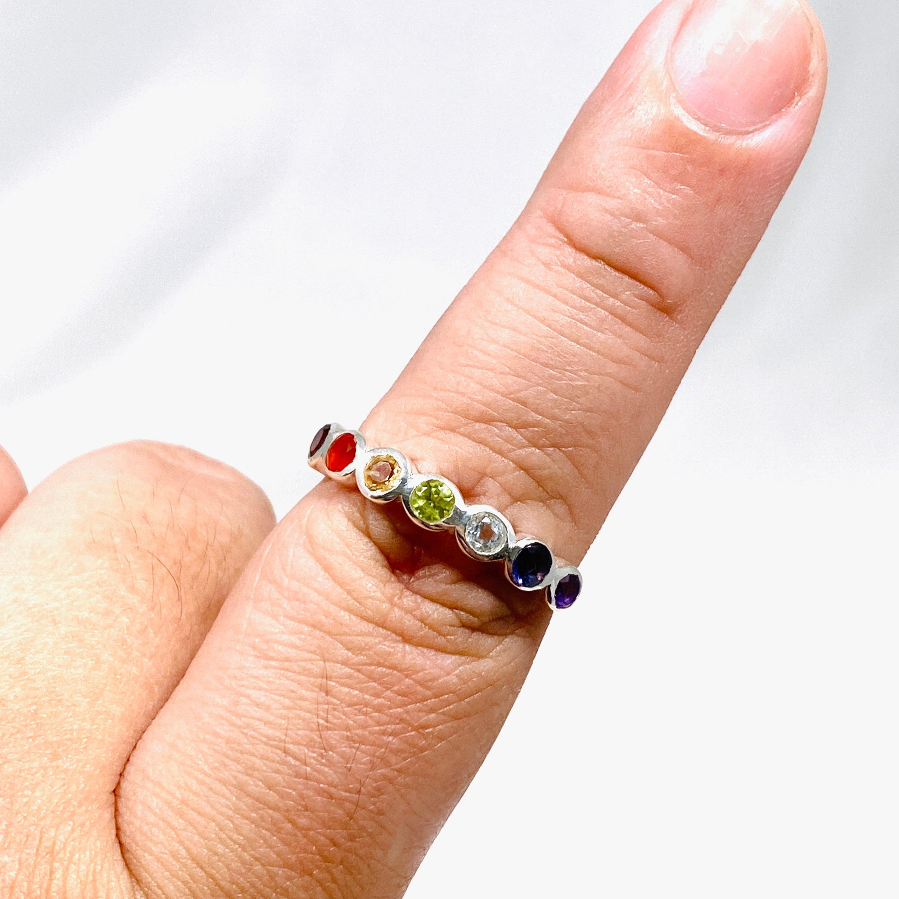 Chakra Ring R4178 - Spiritual Healing Energy Jewelry for Meditation & Yoga | Handmade Adjustable Balance Stone Ring for Women & Men
