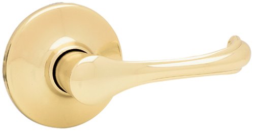 Kwikset Dorian Hall/Closet Lever Door Handle - Polished Brass Finish for Interior Doors | Perfect for Bedrooms, Closets & Hallways