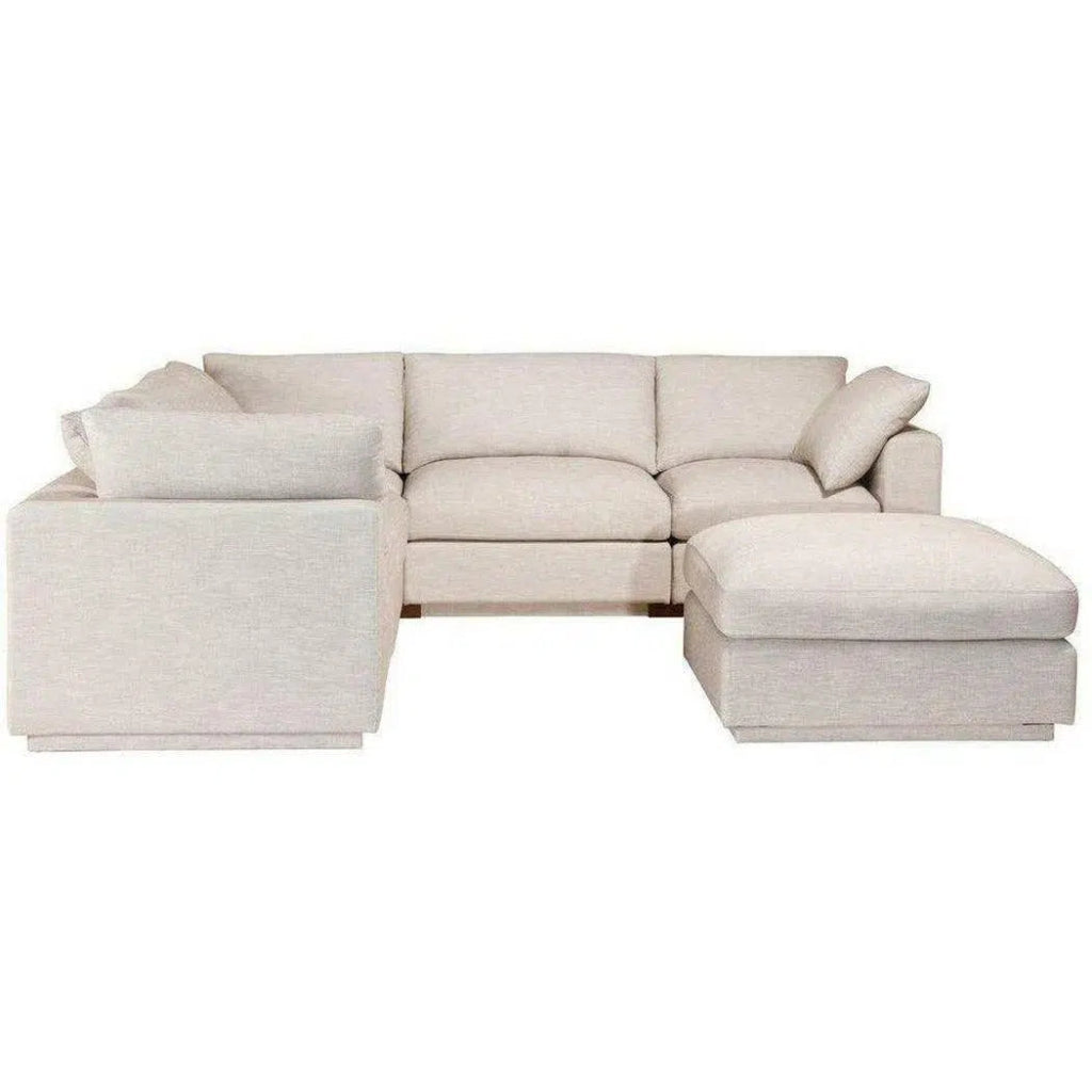 6-Piece Taupe Linen Modular Sofa Set - Modern Sectional Couch for Living Room, Lounge & Family Room - Soft Fabric Upholstered Furniture with Signature Design