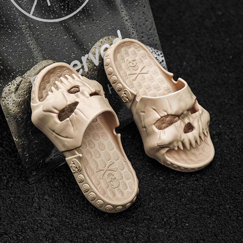 Spooky Halloween Skull Slides for Adults - Comfortable Gothic Slippers for Costume Parties, Haunted Houses & Halloween Decor