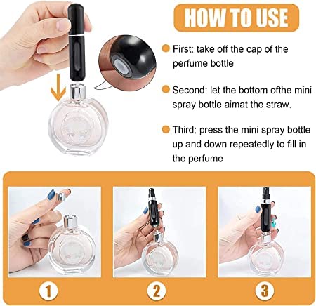 Portable Mini Refillable Perfume Atomizer Bottle - Travel Size Spray Bottle for Perfume & Essential Oils - Leak Proof Scent Pump Case - Perfect for Travel, Gym, Purse & On-The-Go Fragrance Touch Ups