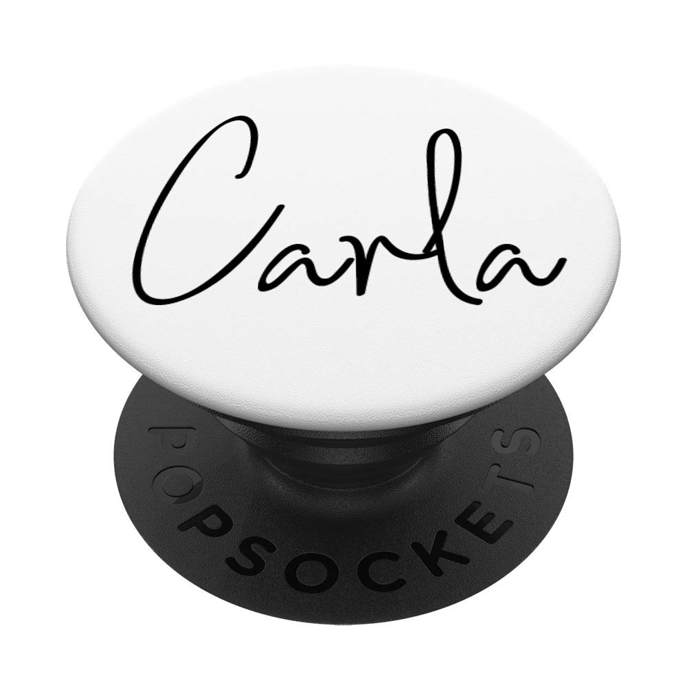 Custom Carla Name PopSockets PopGrip - Swappable Phone Grip for iPhone, Samsung & Tablets | Personalized White Background Design | Perfect Gift for Girls, Teens & Women