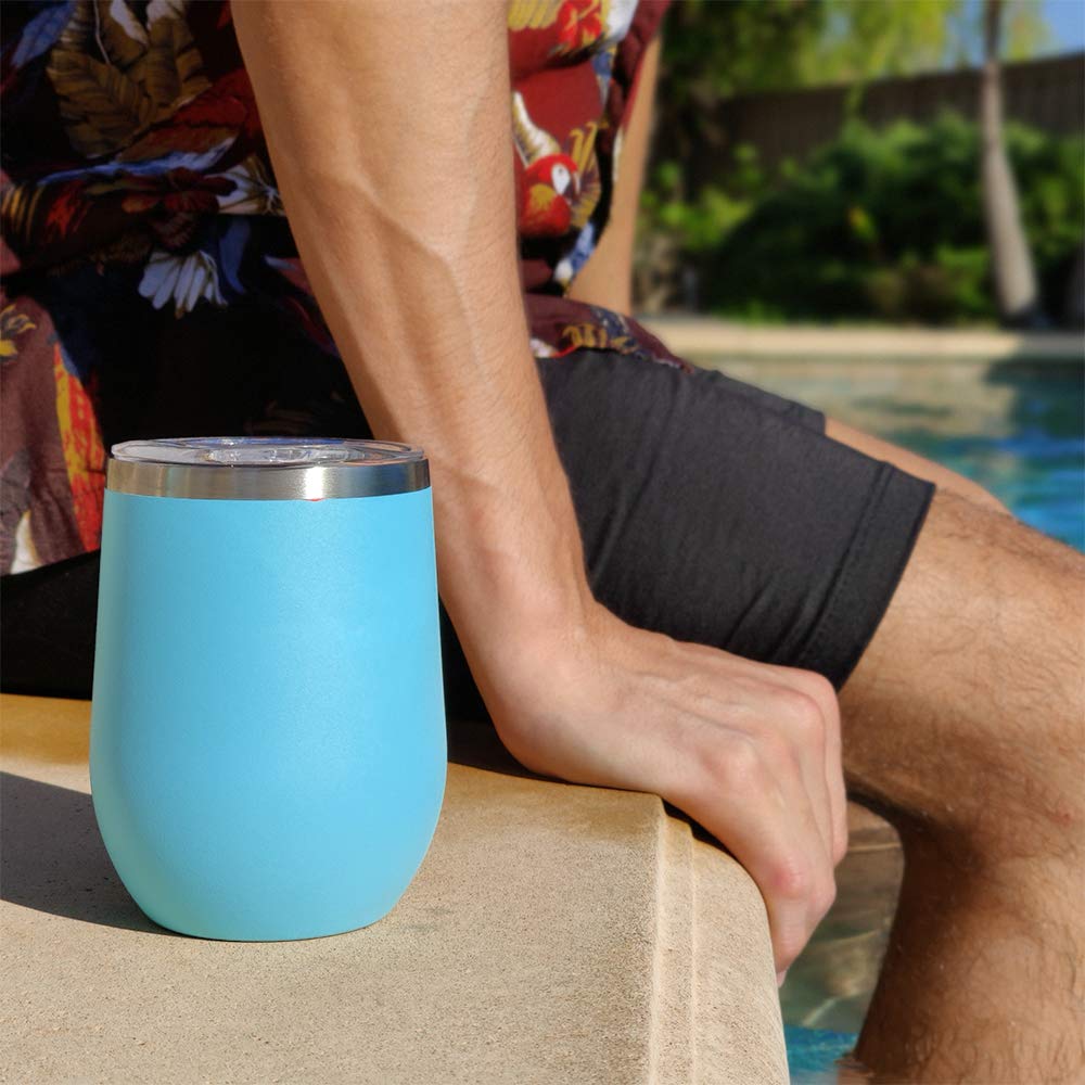 LaserGram Double Wall Insulated Stainless Steel Wine Tumbler - Personalized Zodiac Libra Engraved Glass Cup with Lid, 20oz (Light Blue) | Perfect for Gifts, Wine Lovers & Home Bar Use