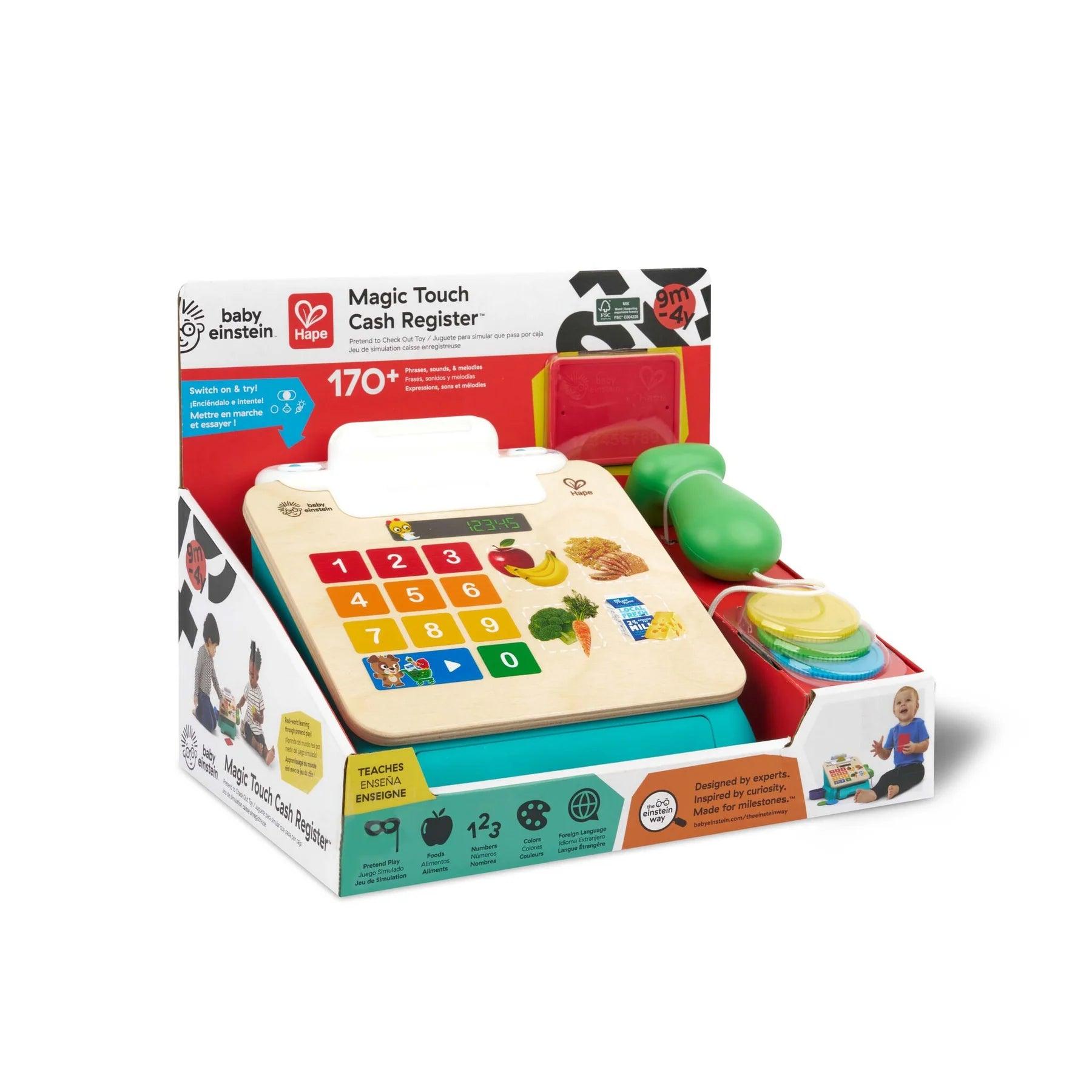 Baby Einstein HAPE Magic Touch Wooden Cash Register Toy - Pretend Play Shopping Set for Kids Ages 3+ | Perfect for Role Play, Math Learning & Imaginative Play at Home or Preschool