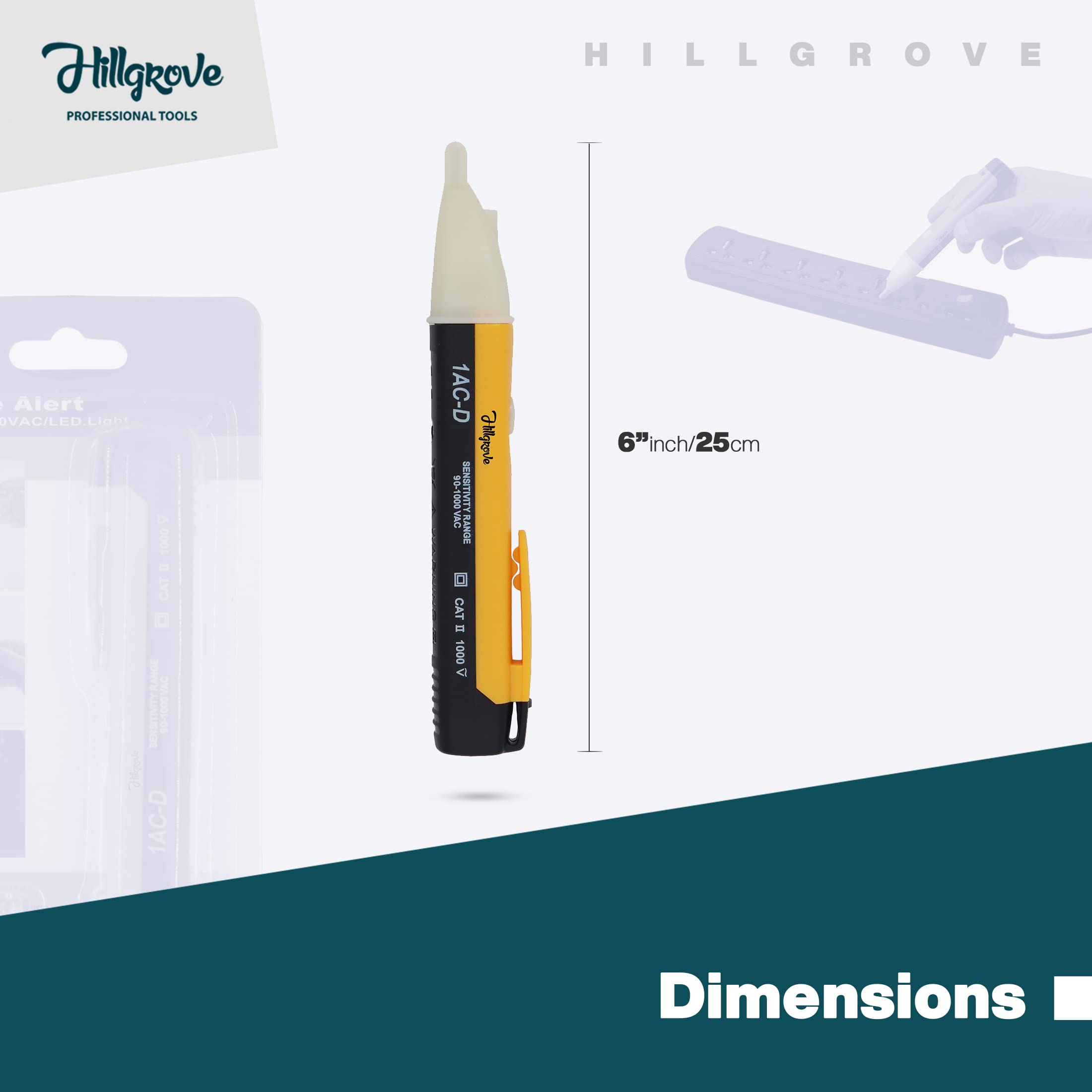 Hillgrove HGCM209M1 Non-Contact Voltage Tester with Built-in Wire Cutter - Detect Live Wires Safely for Home Electrical Repairs & DIY Projects
