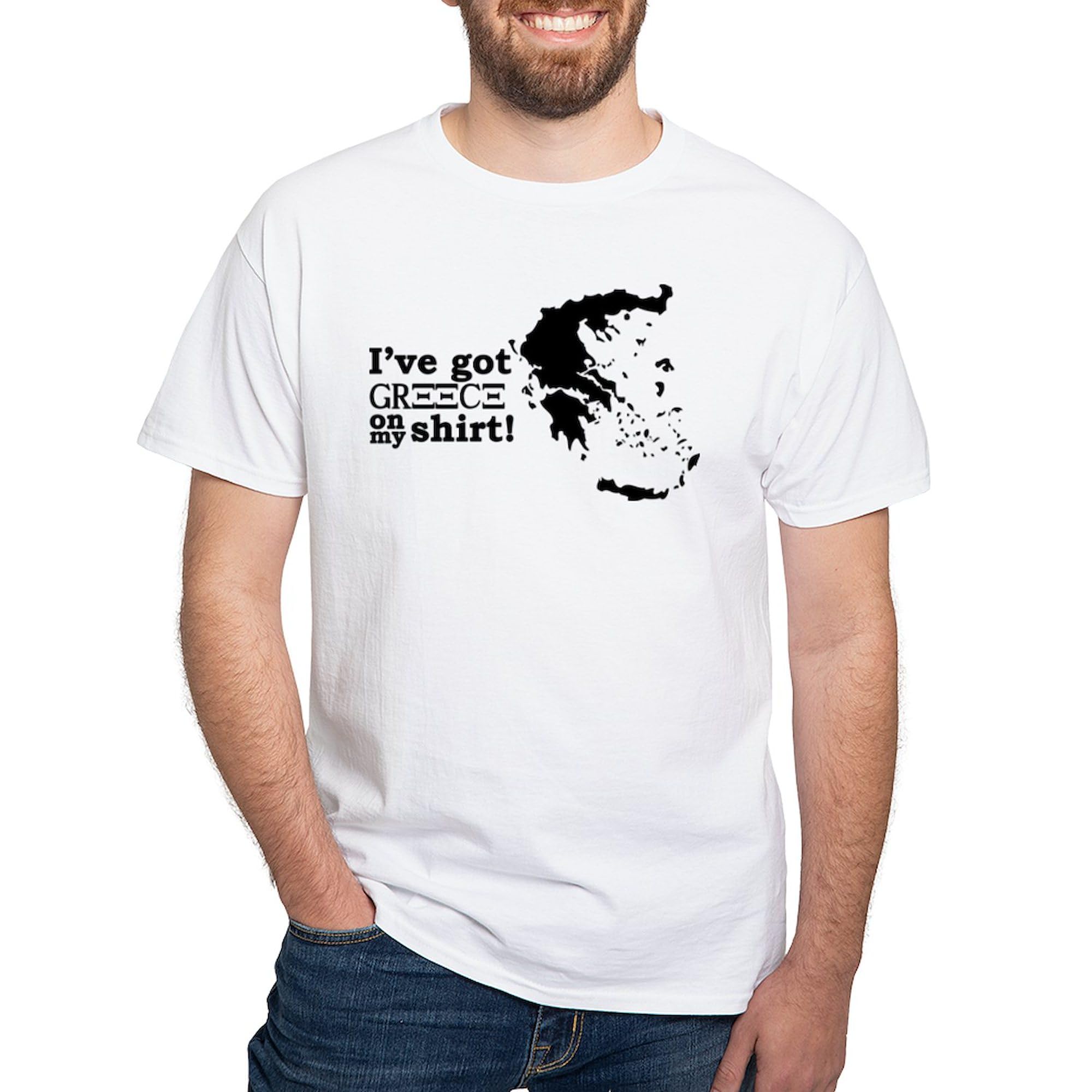 Men's 100% Cotton Classic Graphic White T-Shirt - 'I've Got Greece' Funny Travel Tee | Comfortable Casual Wear for Vacation, Sightseeing & Greek Pride