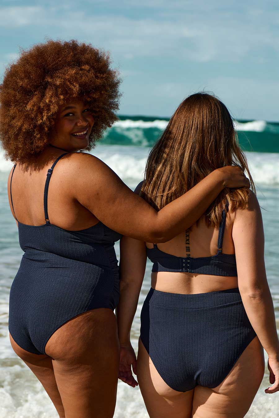 Coolum Core Support One Piece Swimsuit - Navy Textured Bathing Suit for Women, Comfortable & Stylish Swimwear for Beach, Pool, and Vacation