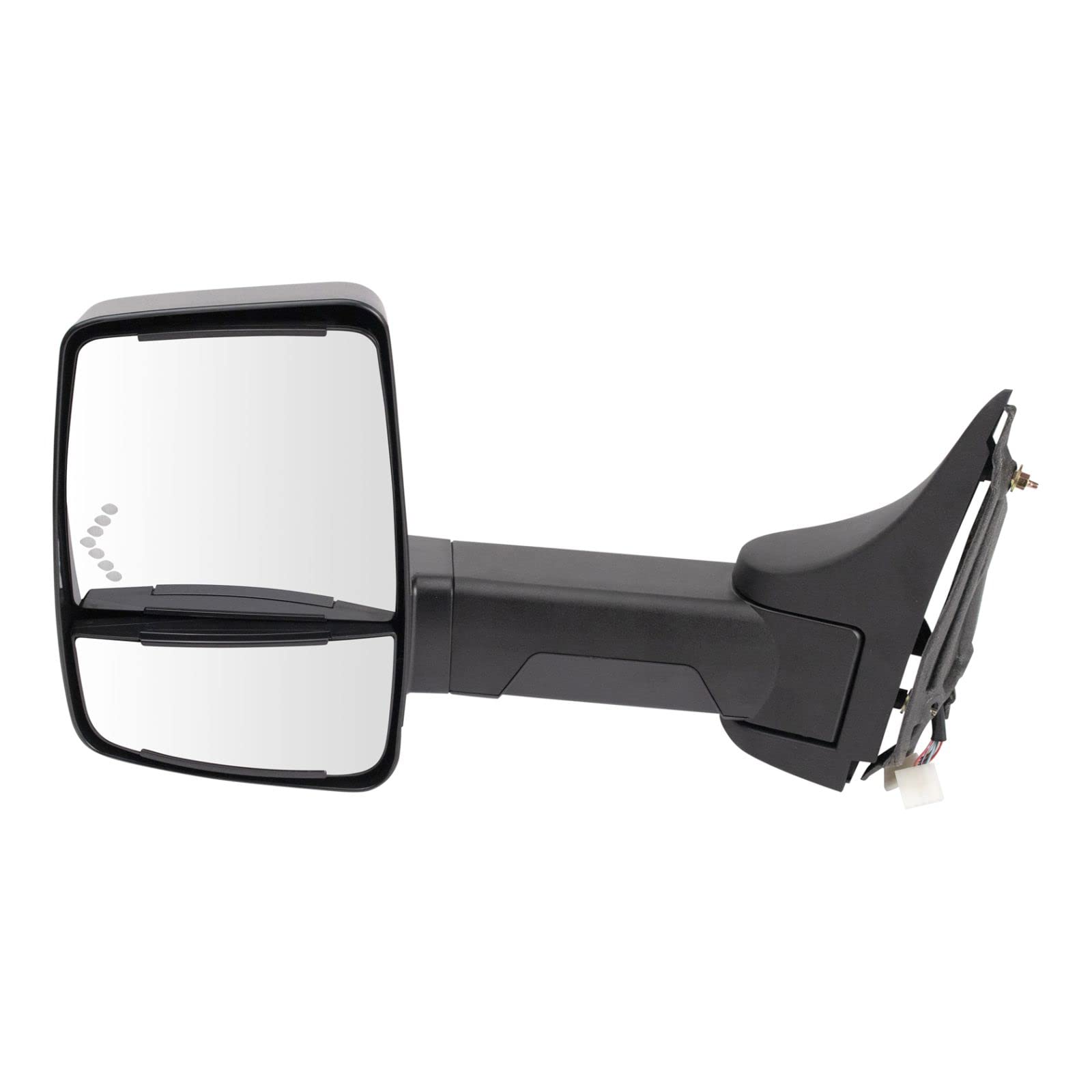 Power Heated LED Signal Tow Mirror - Smooth Black Left Side for GM Van - Perfect for Towing, Night Driving & Enhanced Safety