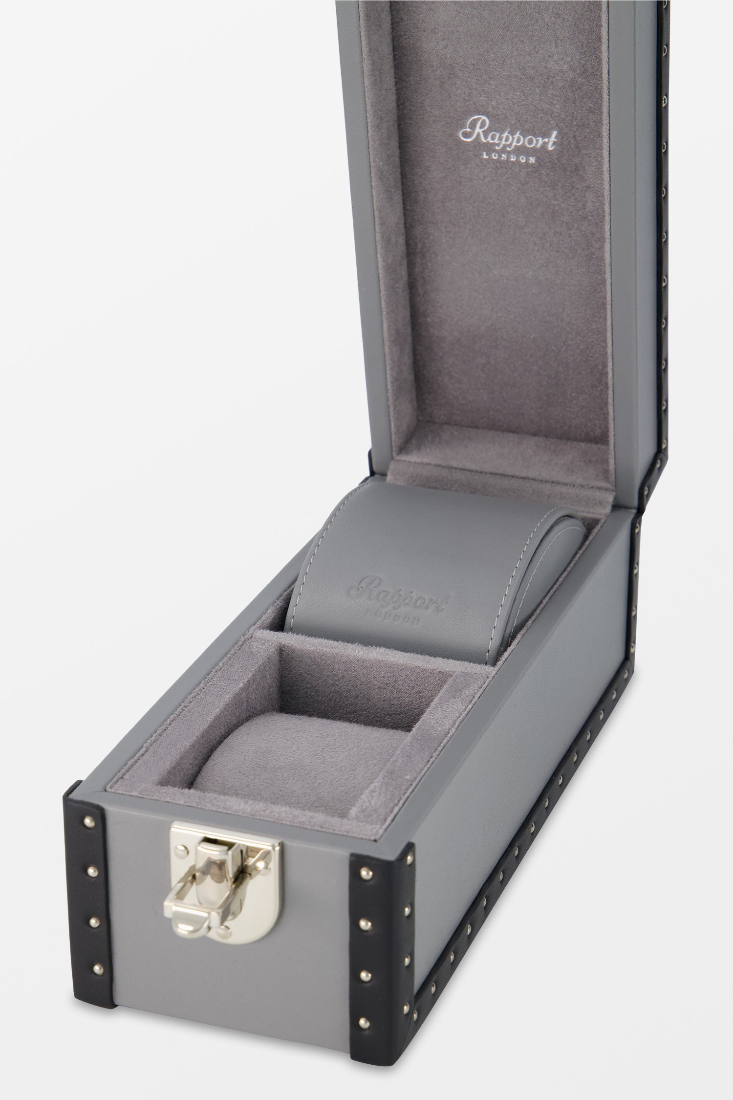 Luxury Grey Kensington Two Watch Box - Premium Leather Watch Storage Case for Men & Women - Perfect for Travel, Home Display & Gift Giving