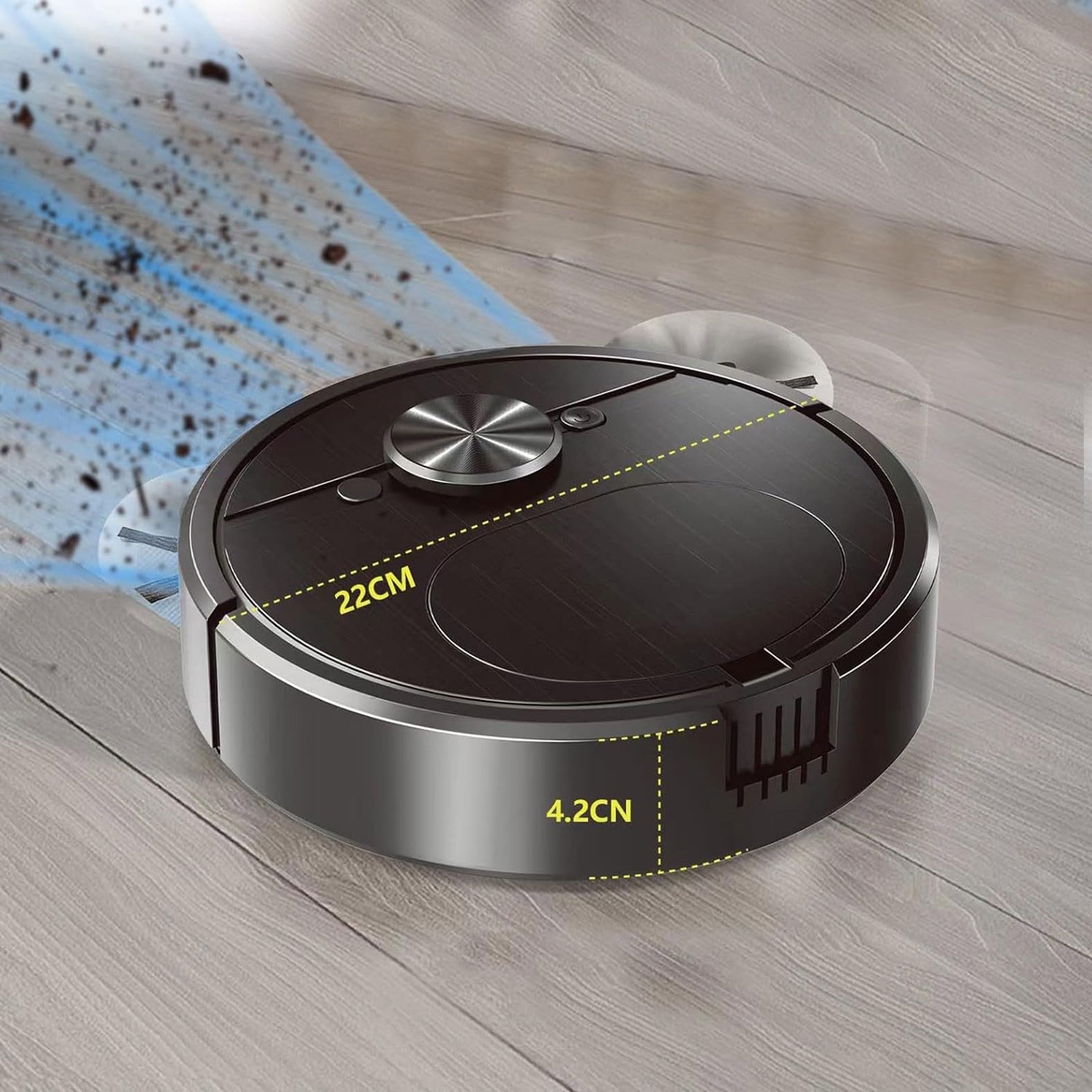 Smart Robot Vacuum and Mop Cleaner with 2000Pa Strong Suction, WiFi/App Control, Self-Charging for Hardwood Floors, Pet Hair & Low-Pile Carpets - Ultra Slim & Quiet Design (Black) - Perfect for Homes with Pets and Busy Families
