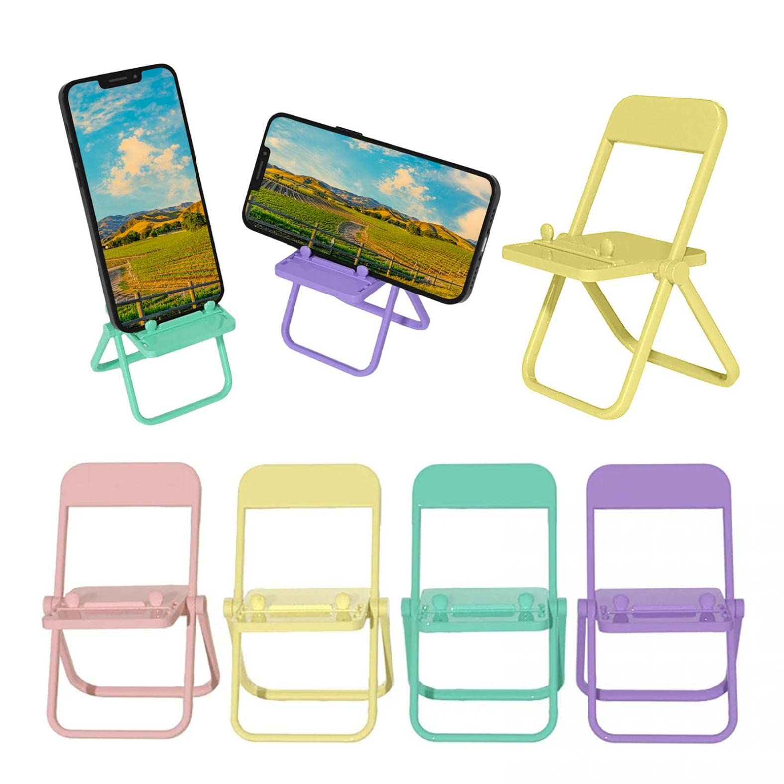 KIOOYI Mini Chair Phone Stand - Portable Candy Color Desktop Cell Phone Holder, Multi-Angle Adjustable Cradle for iPhone, Samsung, Smartphones - Perfect for Home, Office, Desk & Travel Use